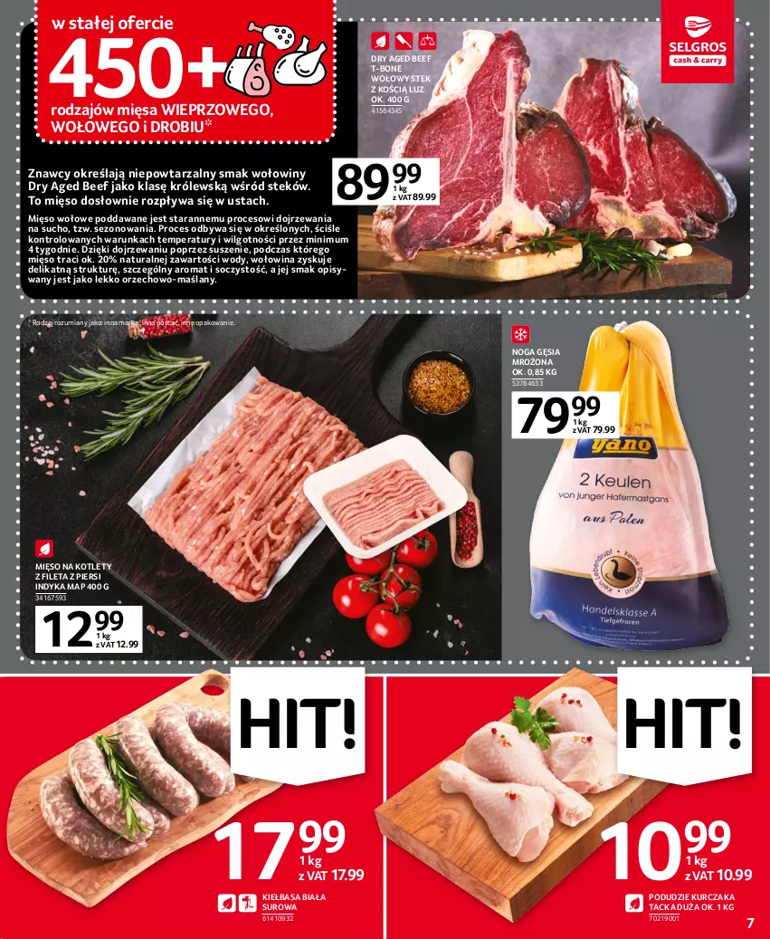 Gazetka promocyjna Selgros - Oferta spożywcza - ważna 02.03 do 15.03.2023 - strona 7 - produkty: Kiełbasa, Kiełbasa biała, Kotlet, Kurczak, LG, Mięso, Mięso wołowe, Stek, Wołowina