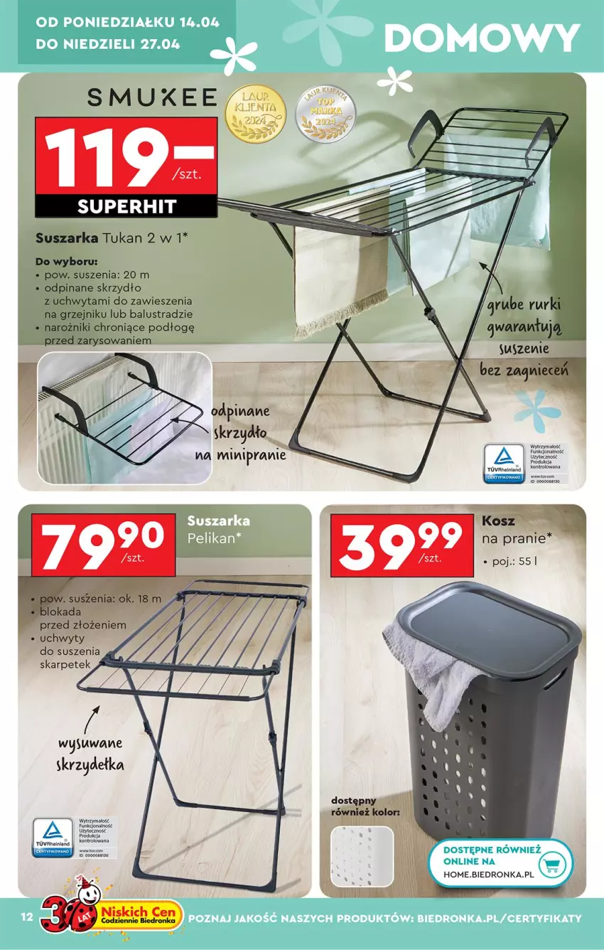 Gazetka promocyjna Biedronka - Okazje Tygodnia - ważna 12.04 do 26.04.2025 - strona 14 - produkty: Grzejnik, Karp, Kosz, Narożnik, Suszarka, Uchwyty