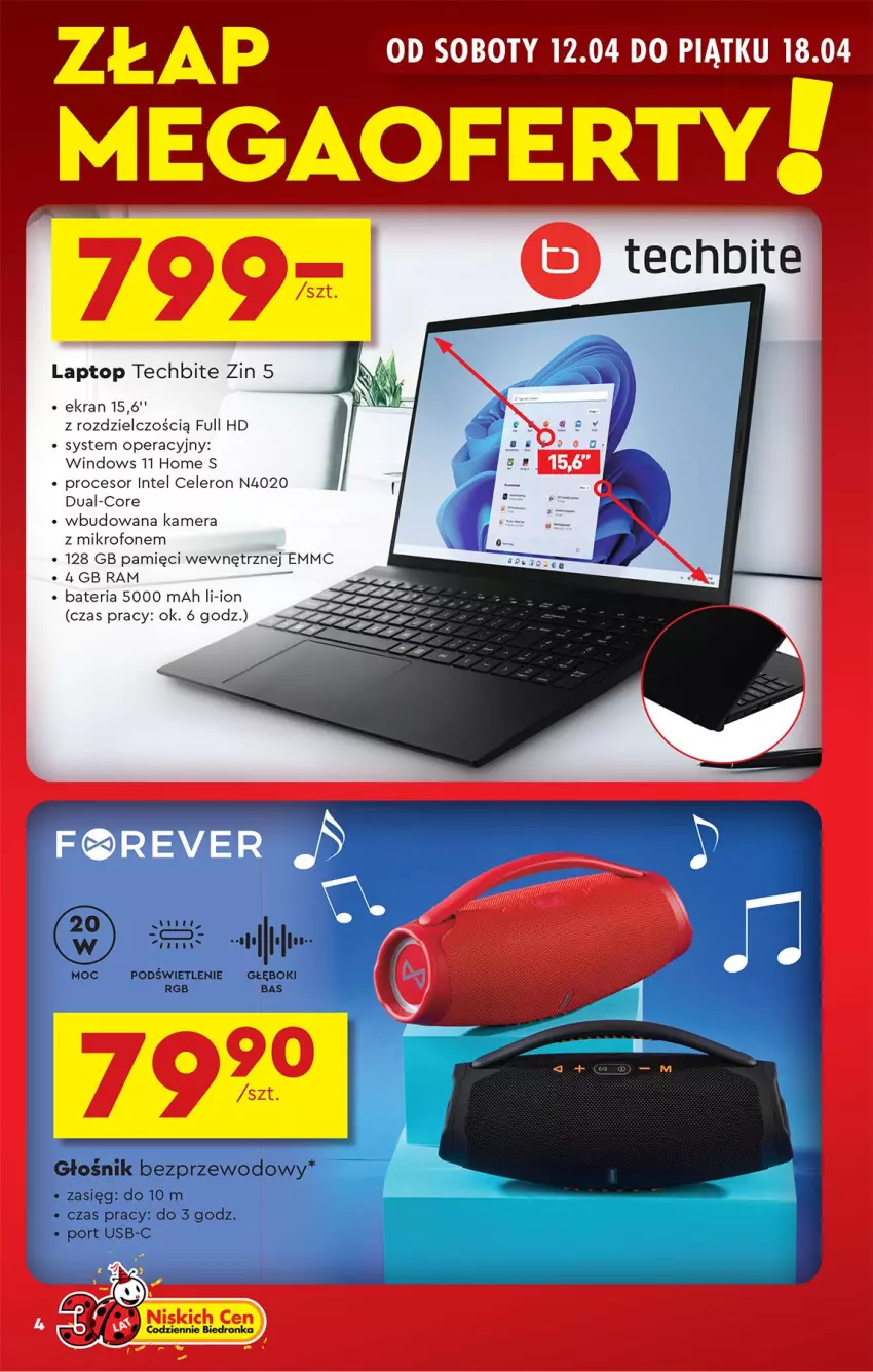 Gazetka promocyjna Biedronka - Okazje Tygodnia - ważna 12.04 do 26.04.2025 - strona 6 - produkty: Bateria, Intel, Kamera, Mikrofon, Procesor, Top