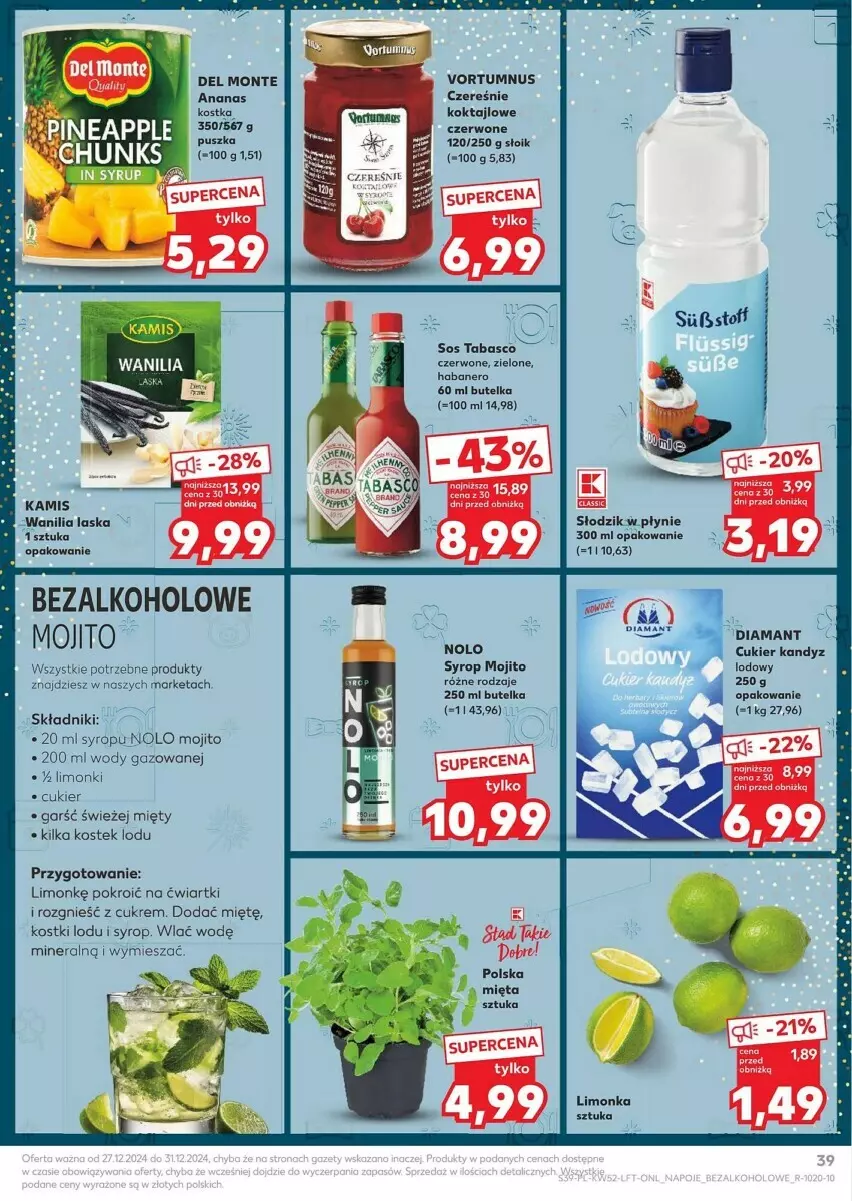 Gazetka promocyjna Kaufland - ważna 27.12 do 31.12.2024 - strona 33 - produkty: Ananas, Cukier, Diamant, Kamis, Limonka, Monte, Sos, Sos tabasco, Stek, Syrop