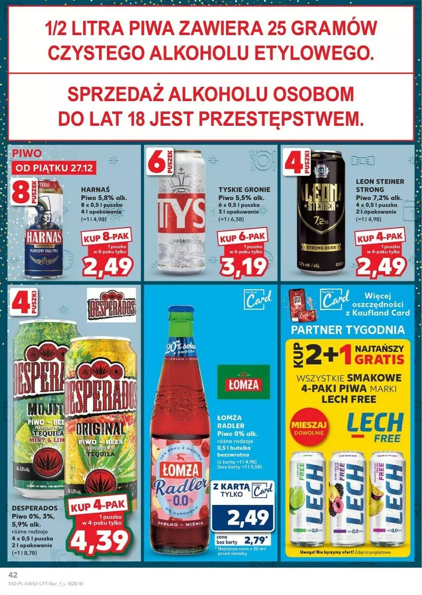 Gazetka promocyjna Kaufland - ważna 27.12 do 31.12.2024 - strona 37 - produkty: Desperados, Harnaś, Leon, Piwa, Piwo, Radler, Tyskie