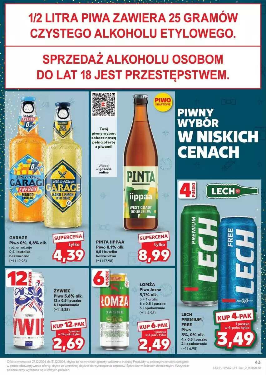 Gazetka promocyjna Kaufland - ważna 27.12 do 31.12.2024 - strona 38 - produkty: Gra, Lech Premium, Piwa, Piwo, Piwo jasne