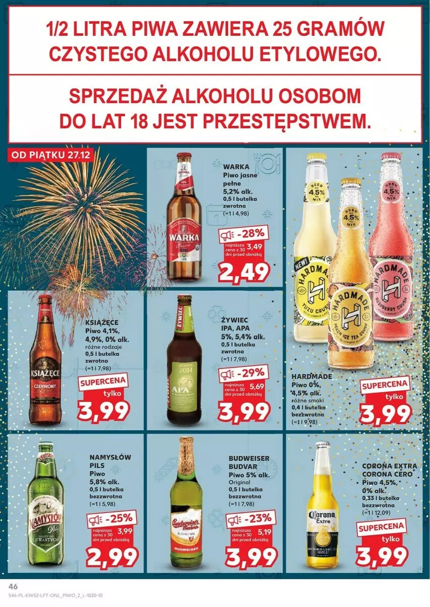 Gazetka promocyjna Kaufland - ważna 27.12 do 31.12.2024 - strona 41 - produkty: Corona Extra, Gin, Namysłów, Piwo, Piwo jasne, Ser, Warka