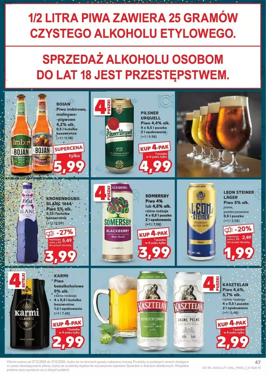 Gazetka promocyjna Kaufland - ważna 27.12 do 31.12.2024 - strona 42 - produkty: Imbir, Karmi, Kasztelan, Pilsner Urquell, Piwo, Piwo imbirowe, Ser, Somersby