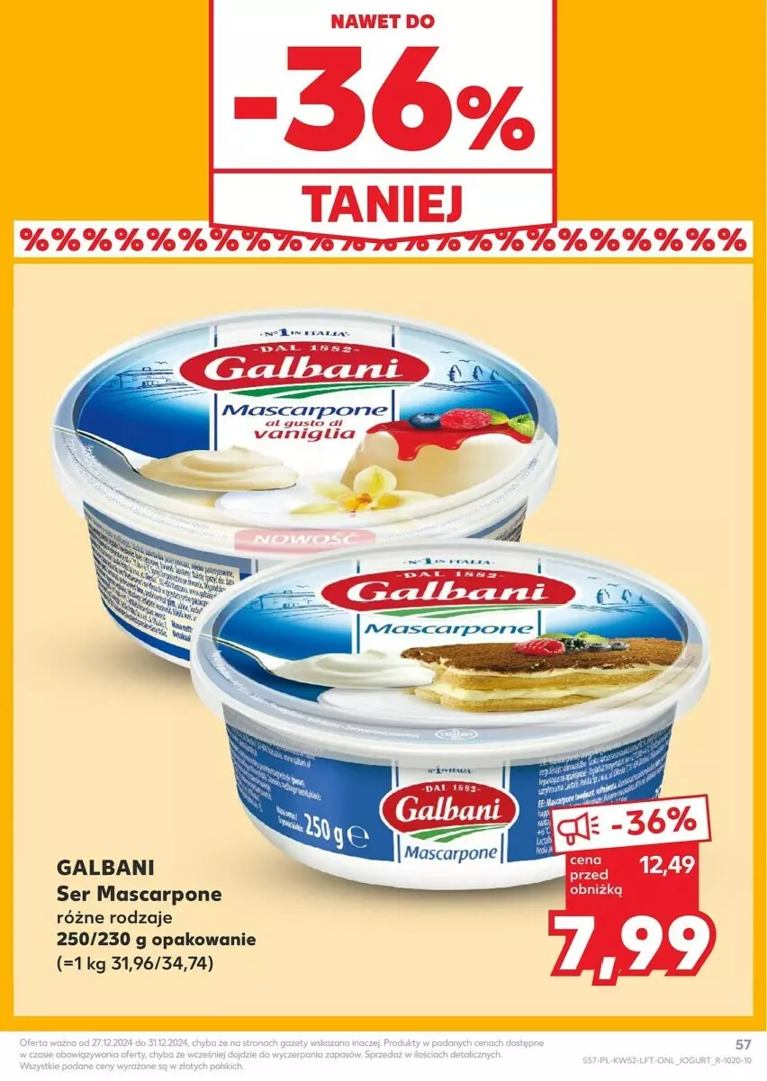 Gazetka promocyjna Kaufland - ważna 27.12 do 31.12.2024 - strona 53 - produkty: Galbani, Mascarpone, Ser