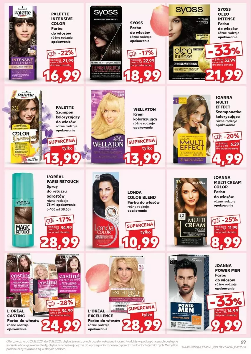 Gazetka promocyjna Kaufland - ważna 27.12 do 31.12.2024 - strona 66 - produkty: Fa, Farba do włosów, Joanna, Oleo, Palette, Syoss, Szampon, Tusz