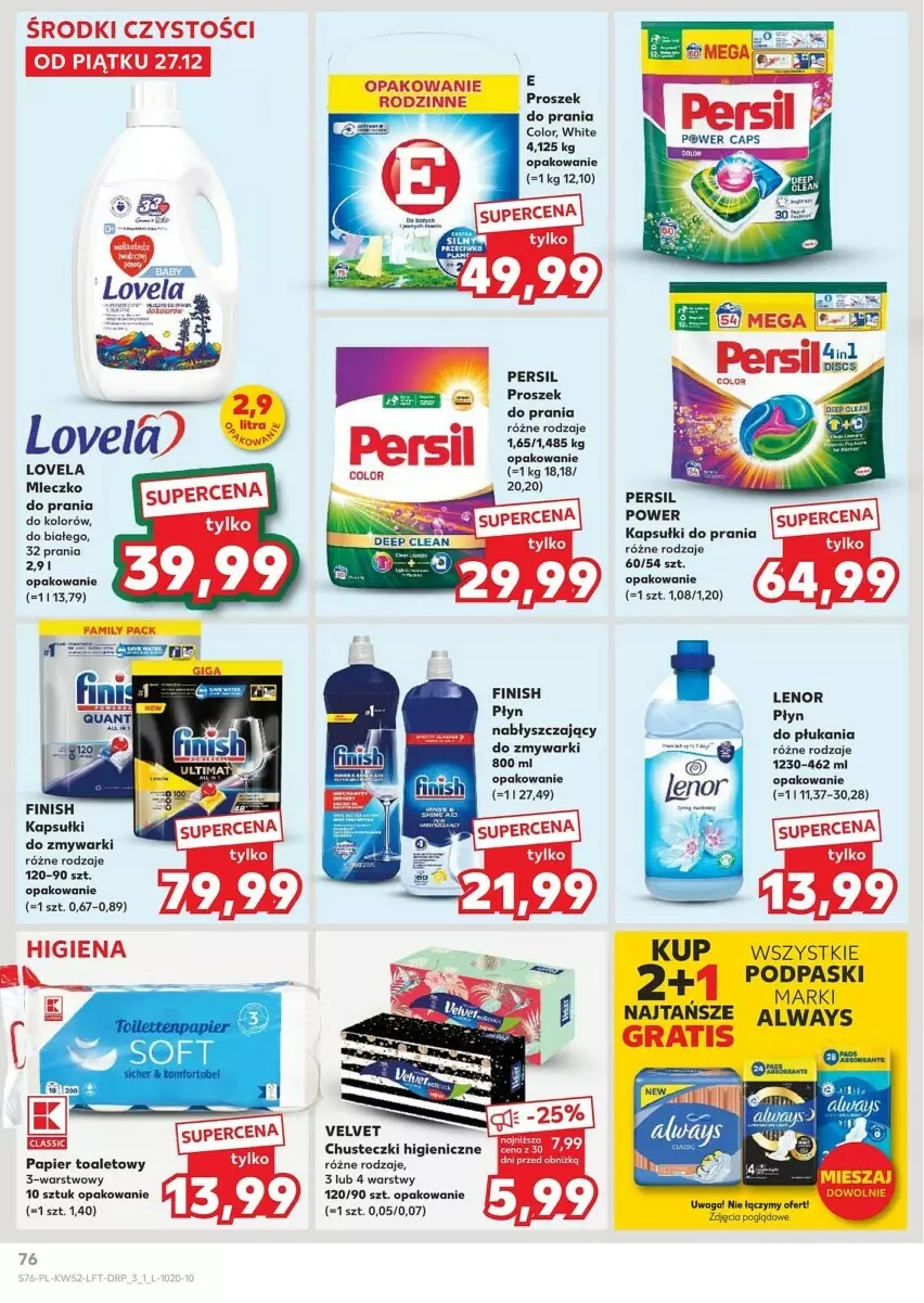 Gazetka promocyjna Kaufland - ważna 27.12 do 31.12.2024 - strona 74 - produkty: Always, Finish, Gra, Lenor, Lovela, Miecz, Papier, Papier toaletowy, Persil, Płyn nabłyszczający, Podpaski, Zmywarki