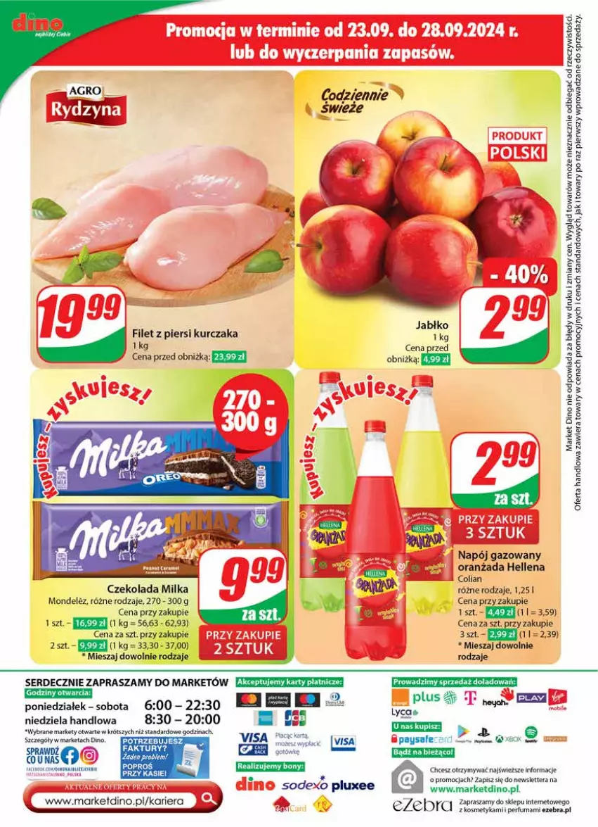 Gazetka promocyjna Dino - Gazetka 39 / 2024 - ważna 25.09 do 01.10.2024 - strona 67 - produkty: Czekolada, Filet z piersi kurczaka, Hellena, Kawa, Kurczak, Milka, Napój, Napój gazowany, Oranżada, Piwo, Tera