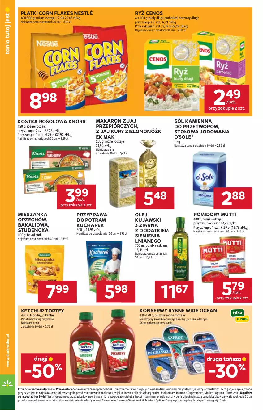 Gazetka promocyjna Stokrotka - Market - ważna 11.06 do 17.06.2026 - strona 20 - produkty: Bakalland, Cenos, Corn flakes, Kawa, Ketchup, Knorr, Kucharek, Kujawski, LANA, Makaron, Mięso, Nestlé, Olej, Optima, Owoce, Pomidory, Przyprawa do potraw, Ryż, Ser, Sól, Sos, Tuńczyk, Warzywa