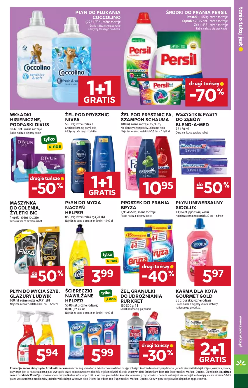 Gazetka promocyjna Stokrotka - Market - ważna 11.06 do 17.06.2026 - strona 31 - produkty: BIC, Blend-a-Med, Bryza, Coccolino, Do mycia naczyń, Fa, Gourmet Gold, Gra, Kret, Lazur, Ludwik, Maszynka, Maszynka do golenia, Mięso, Nivea, Optima, Owoce, Persil, Płyn do mycia, Płyn do mycia naczyń, Płyn do płukania, Podpaski, Proszek do prania, Schauma, Sidolux, Szampon, Szynka, Warzywa, Wkładki