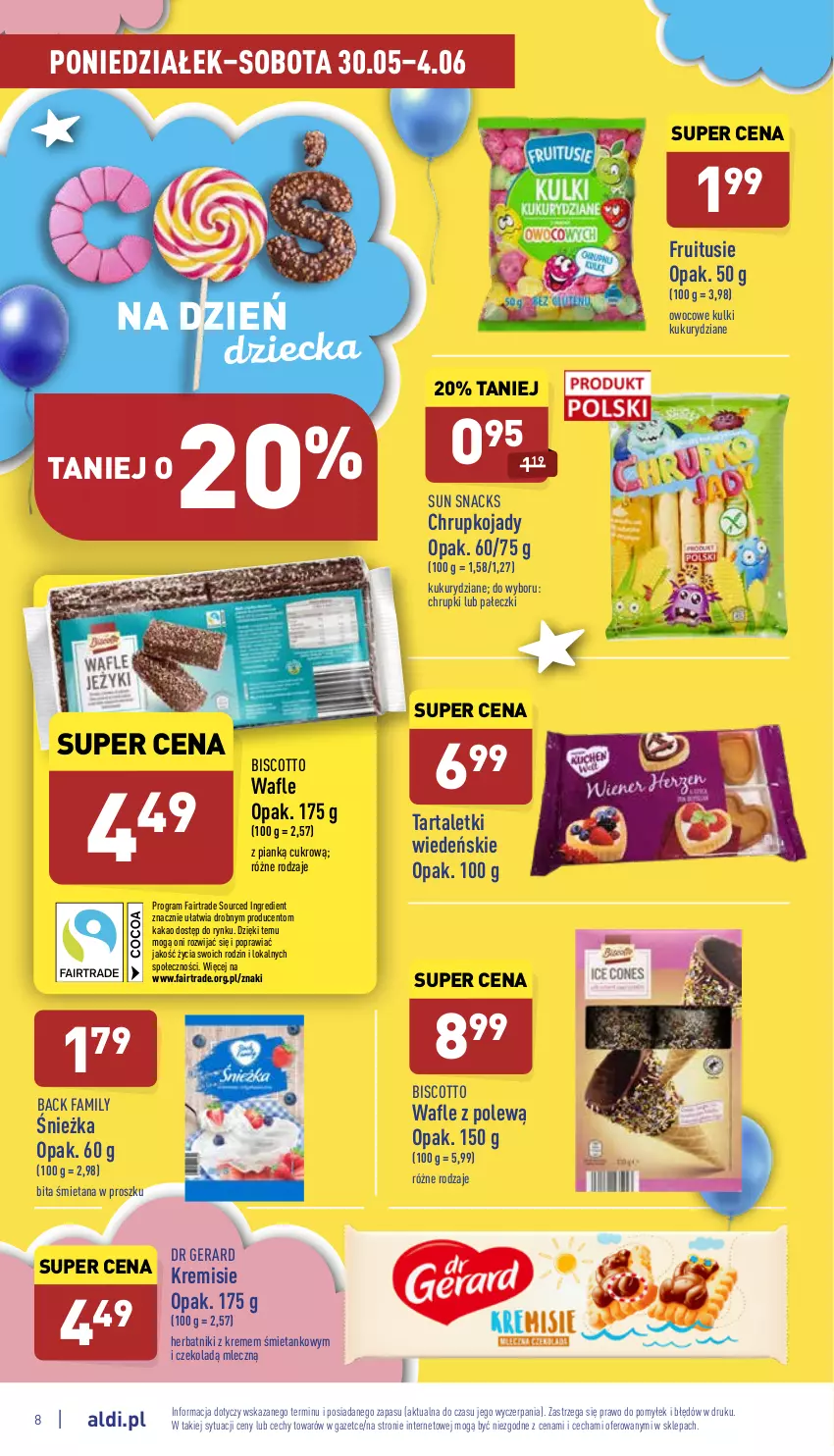 Gazetka promocyjna Aldi - Pełny katalog - ważna 30.05 do 04.06.2022 - strona 8 - produkty: Chrupki, Dr Gerard, Fa, Gra, Herbatniki, Kakao, Tarta, Wafle