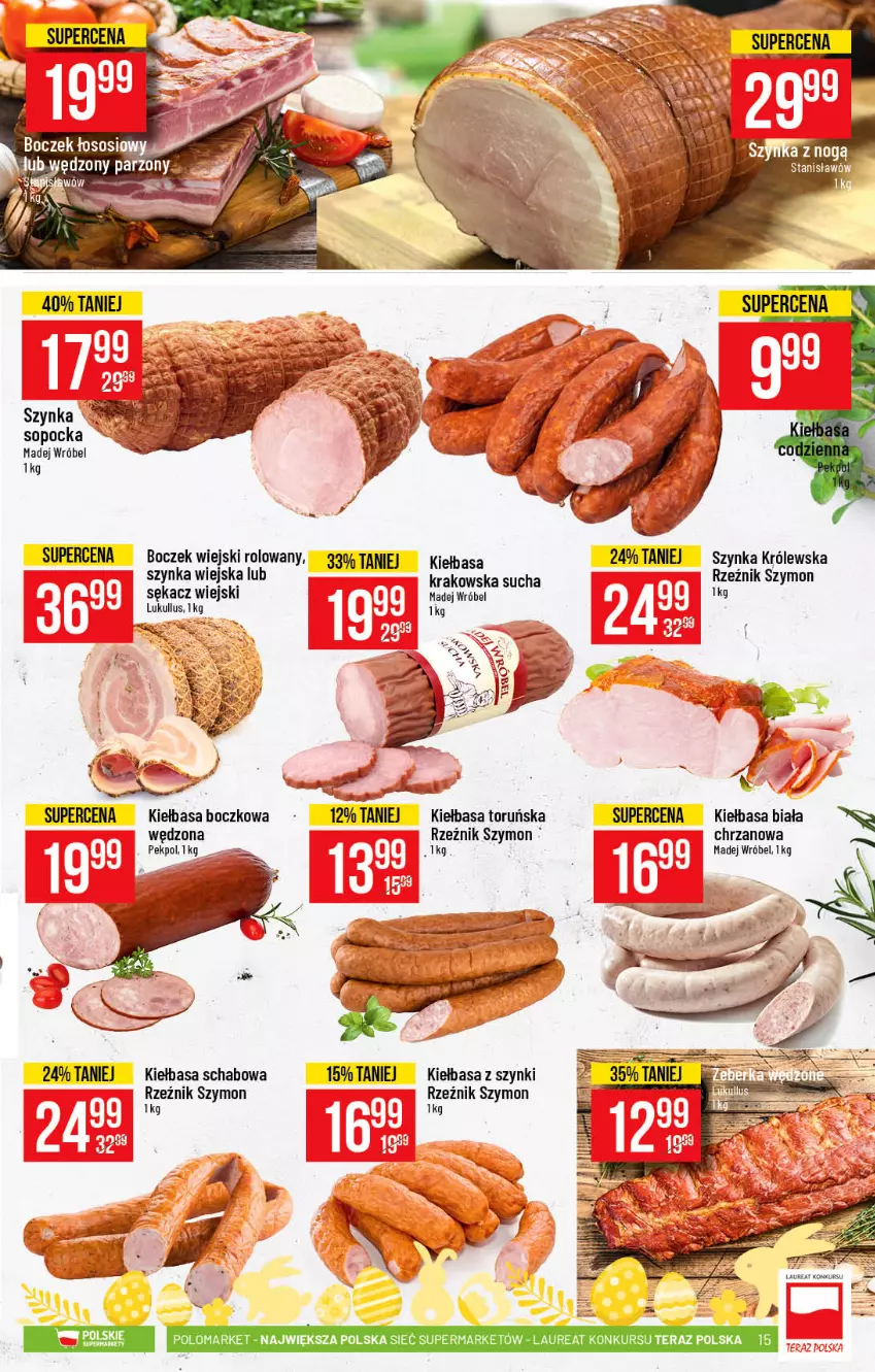 Gazetka promocyjna PoloMarket - Gazetka promocyjna  r - ważna 24.03 do 30.03.2021 - strona 15 - produkty: Boczek, Chrzan, Kiełbasa, Kiełbasa biała, Kiełbasa schabowa, Madej Wróbel, Pekpol, Sękacz, Szynka, Szynka Królewska