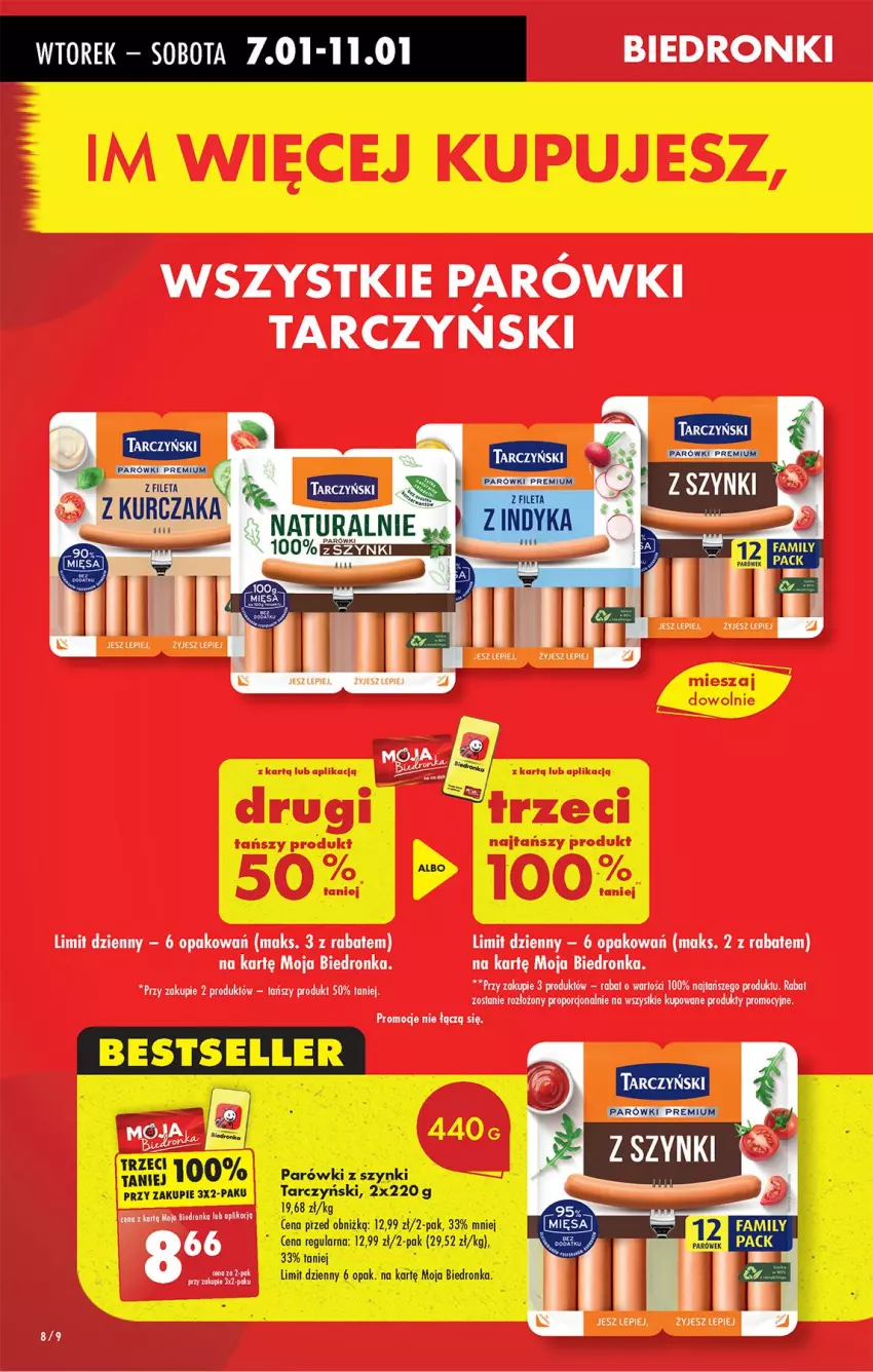 Gazetka promocyjna Biedronka - Od Wtorku - ważna 07.01 do 11.01.2025 - strona 10 - produkty: Ba!, Fa, Parówki, Parówki z szynki, Por, Tarczyński