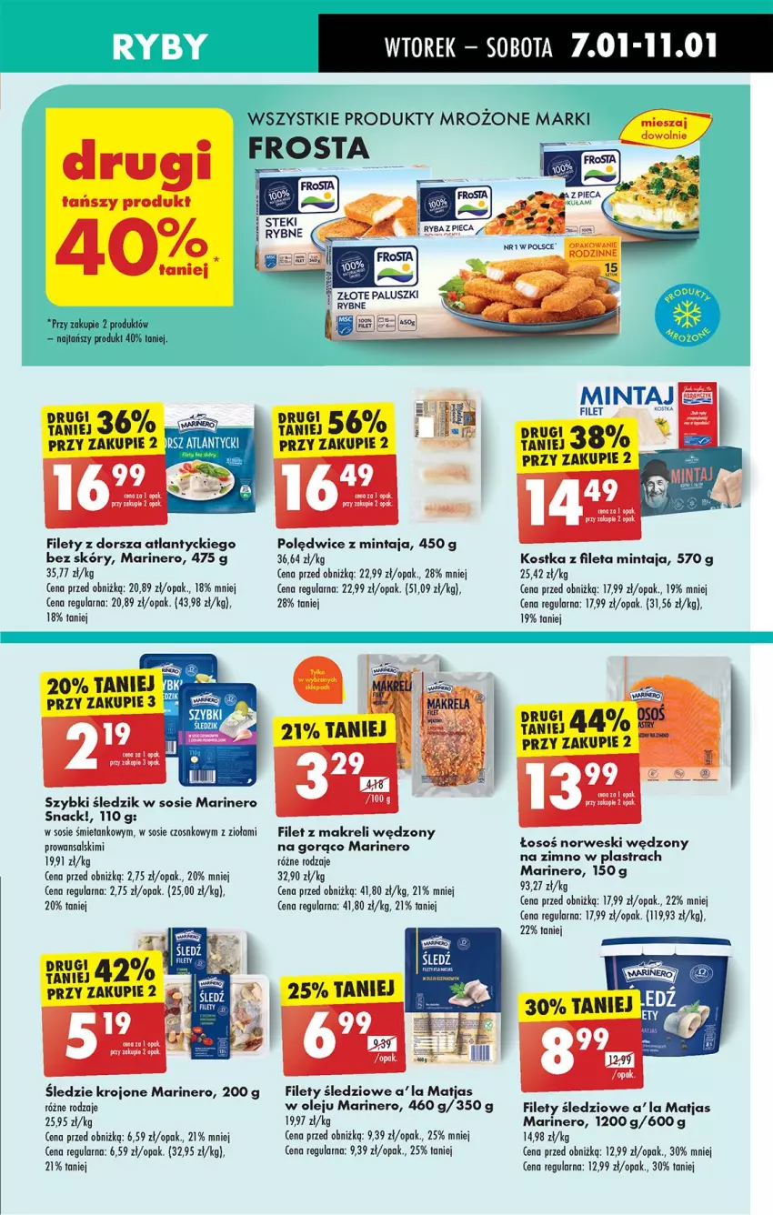 Gazetka promocyjna Biedronka - Od Wtorku - ważna 07.01 do 11.01.2025 - strona 37 - produkty: Dorsz, Filet z makreli, Frosta, Matjas, Mintaj, Olej, Produkty mrożone, Sos