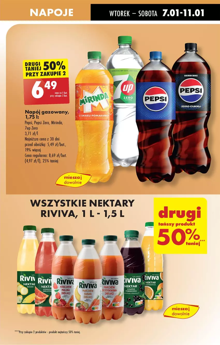 Gazetka promocyjna Biedronka - Od Wtorku - ważna 07.01 do 11.01.2025 - strona 55 - produkty: Mirinda, Napój, Napój gazowany, Nektar, Pepsi, Por