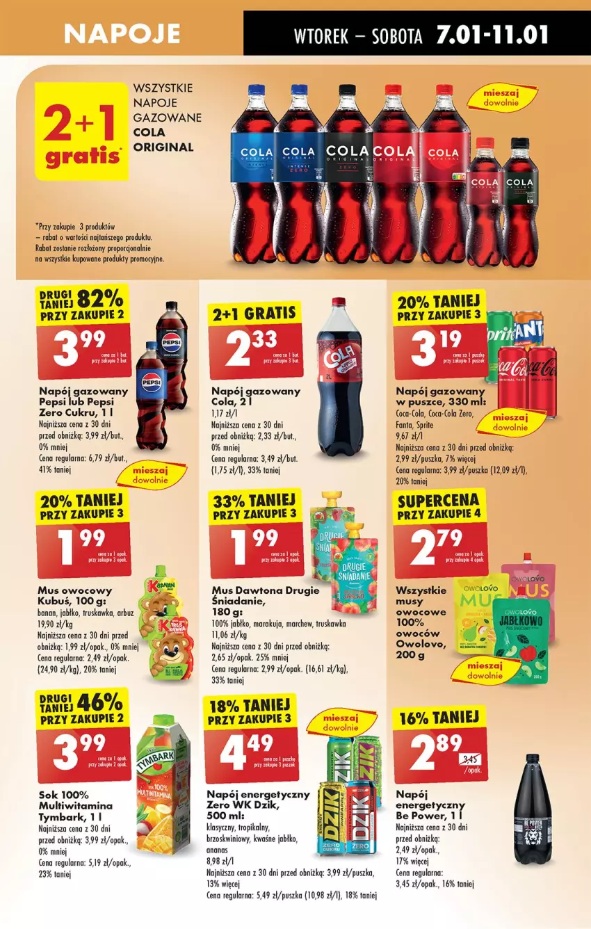 Gazetka promocyjna Biedronka - Od Wtorku - ważna 07.01 do 11.01.2025 - strona 57 - produkty: Ananas, Arbuz, Ba!, Coca-Cola, Dawtona, Fa, Fanta, Gin, Gra, Mus, Napój, Napój energetyczny, Napój gazowany, Napoje, Pepsi, Por, Sok, Sprite, Tymbark