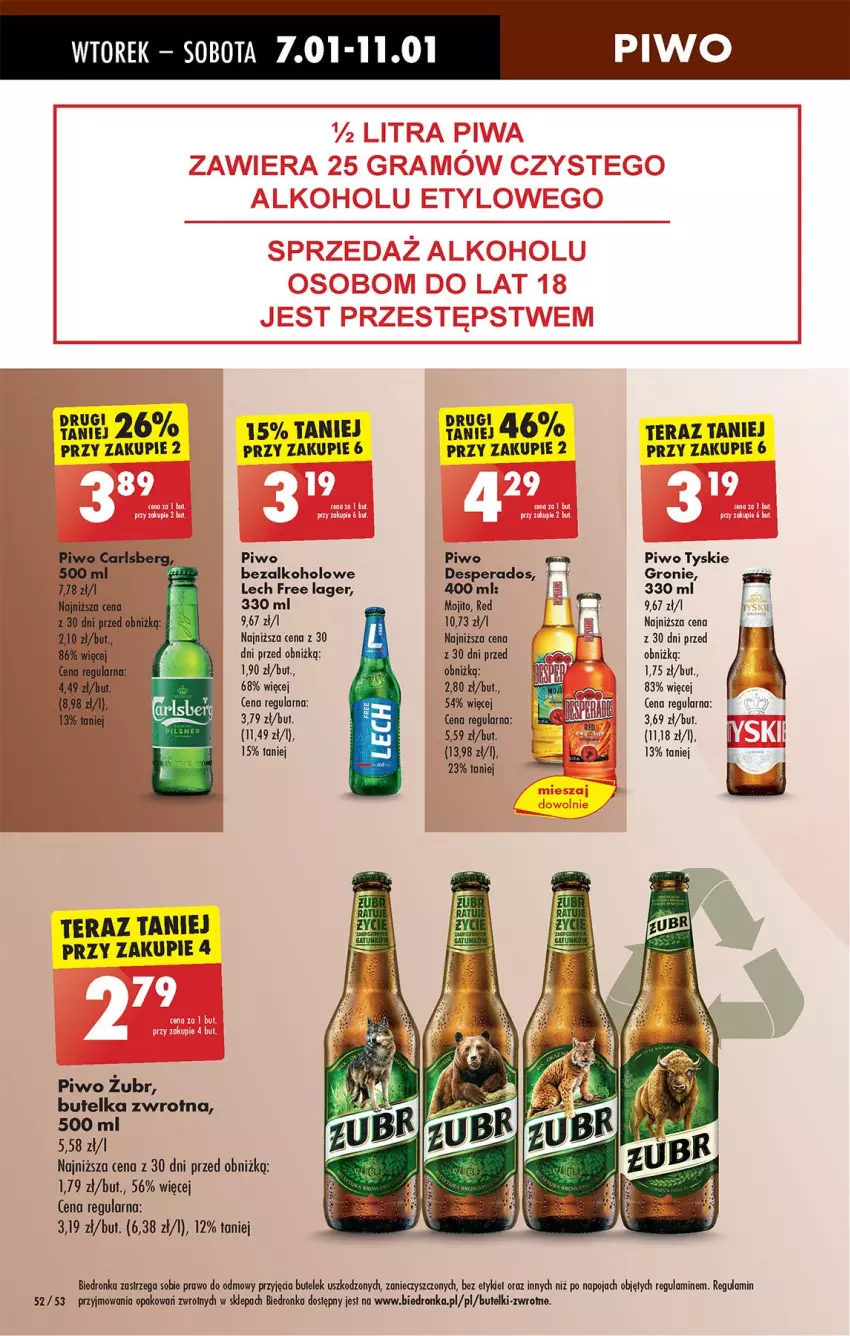 Gazetka promocyjna Biedronka - Od Wtorku - ważna 07.01 do 11.01.2025 - strona 60 - produkty: Carlsberg, Desperados, Piwo, Tera, Tyskie