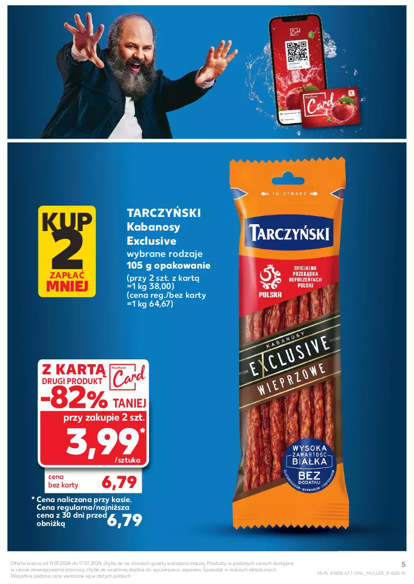 Gazetka promocyjna Kaufland - Gazetka tygodnia - ważna 11.07 do 17.07.2024 - strona 5 - produkty: Kabanos, Tarczyński