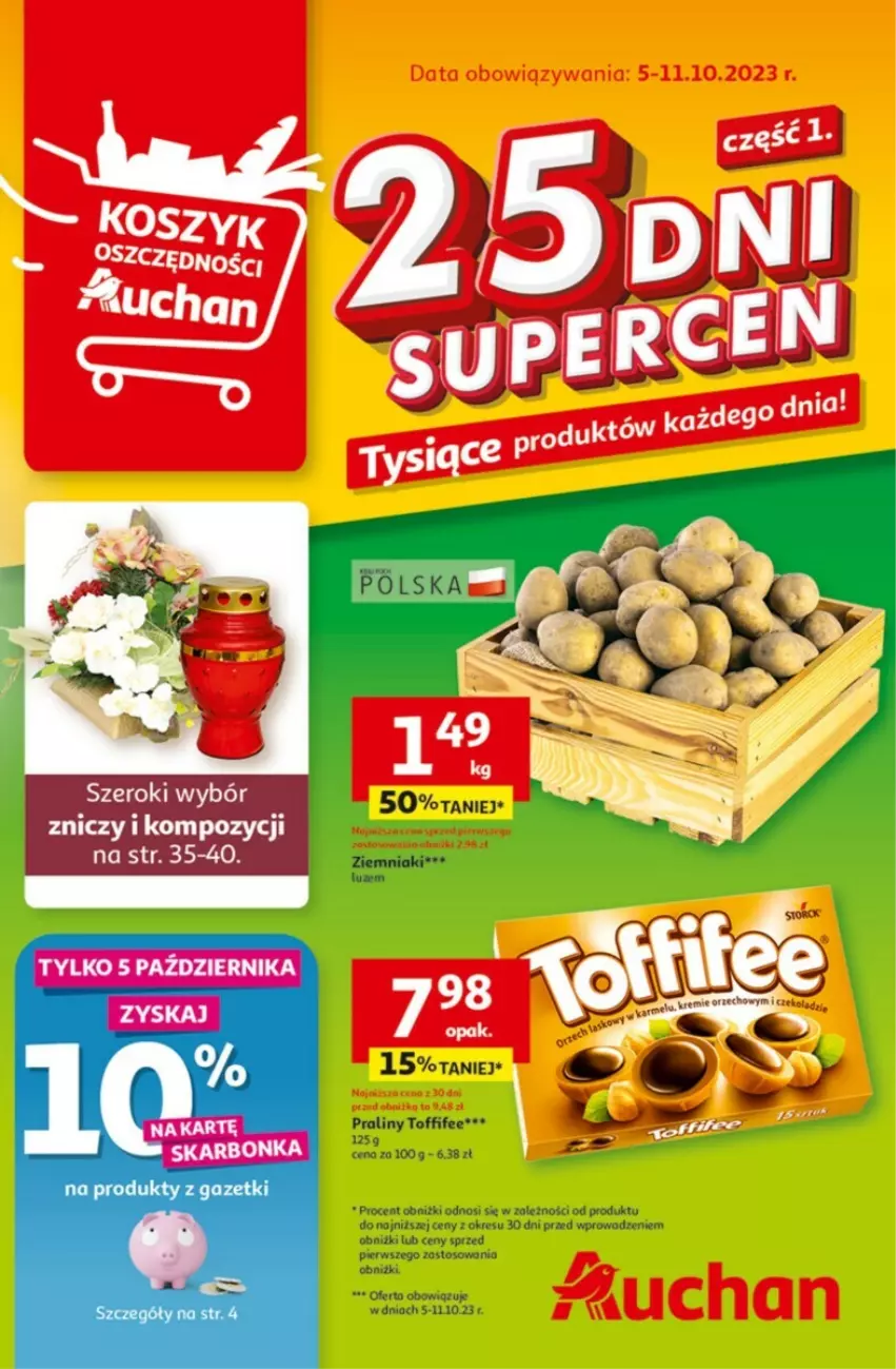 Gazetka promocyjna Auchan - ważna 05.10 do 11.10.2023 - strona 1 - produkty: Praliny, Toffifee