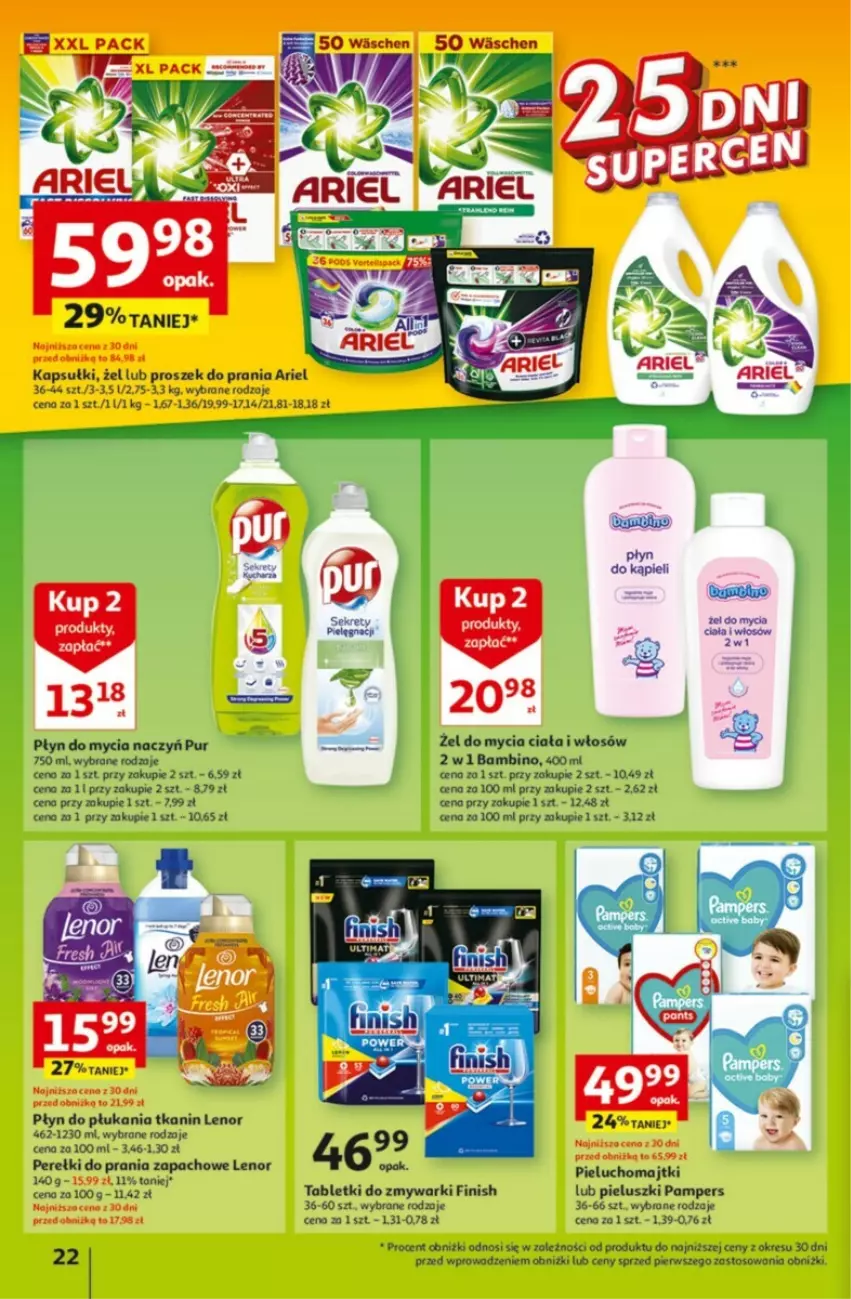 Gazetka promocyjna Auchan - ważna 05.10 do 11.10.2023 - strona 15 - produkty: Ariel, Do mycia naczyń, Finish, Kret, Lenor, Majtki, Pampers, Pieluchomajtki, Płyn do mycia, Płyn do mycia naczyń, Płyn do płukania, Proszek do prania, Pur, Tablet, Tabletki do zmywarki, Zmywarki