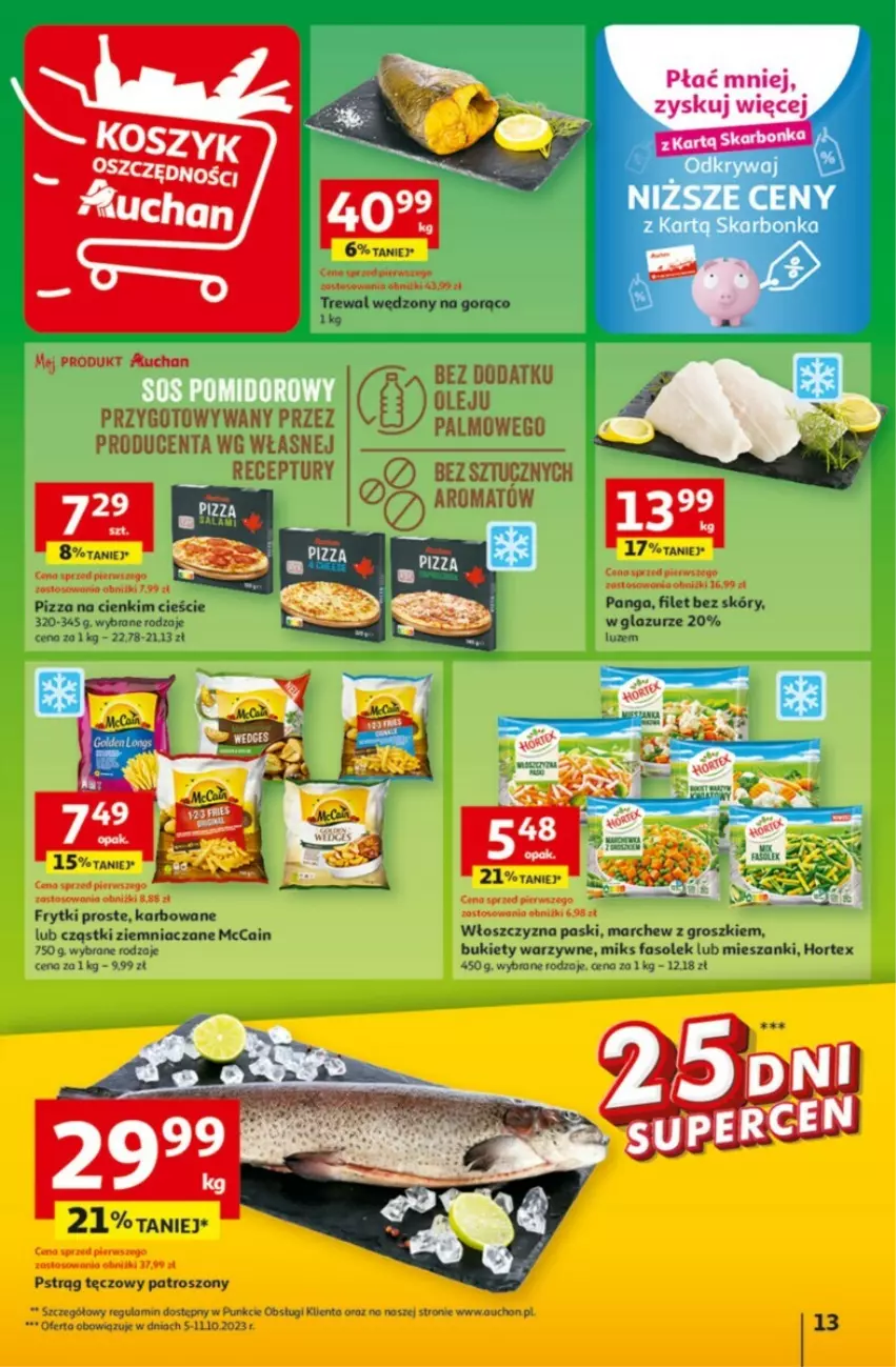 Gazetka promocyjna Auchan - ważna 05.10 do 11.10.2023 - strona 5 - produkty: Bukiet, Fa, Frytki, Hortex, Lazur, McCain, Olej, Panga, Pizza, Pstrąg, Pstrąg tęczowy