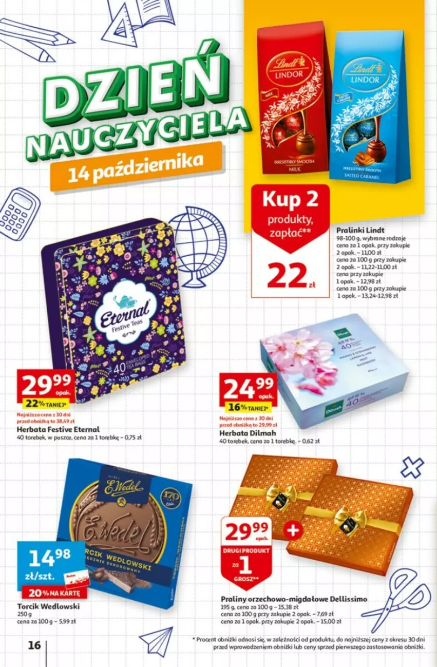 Gazetka promocyjna Auchan - ważna 05.10 do 11.10.2023 - strona 8 - produkty: Dell, Dilmah, Herbata, Lindt, Praliny