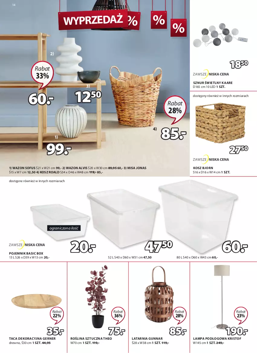 Gazetka promocyjna Jysk - Oferta tygodnia - ważna 25.01 do 31.01.2023 - strona 15 - produkty: Gra, Kosz, Lampa, Lampa podłogowa, Latarnia, Pojemnik, Roślina sztuczna, Taca, Wazon