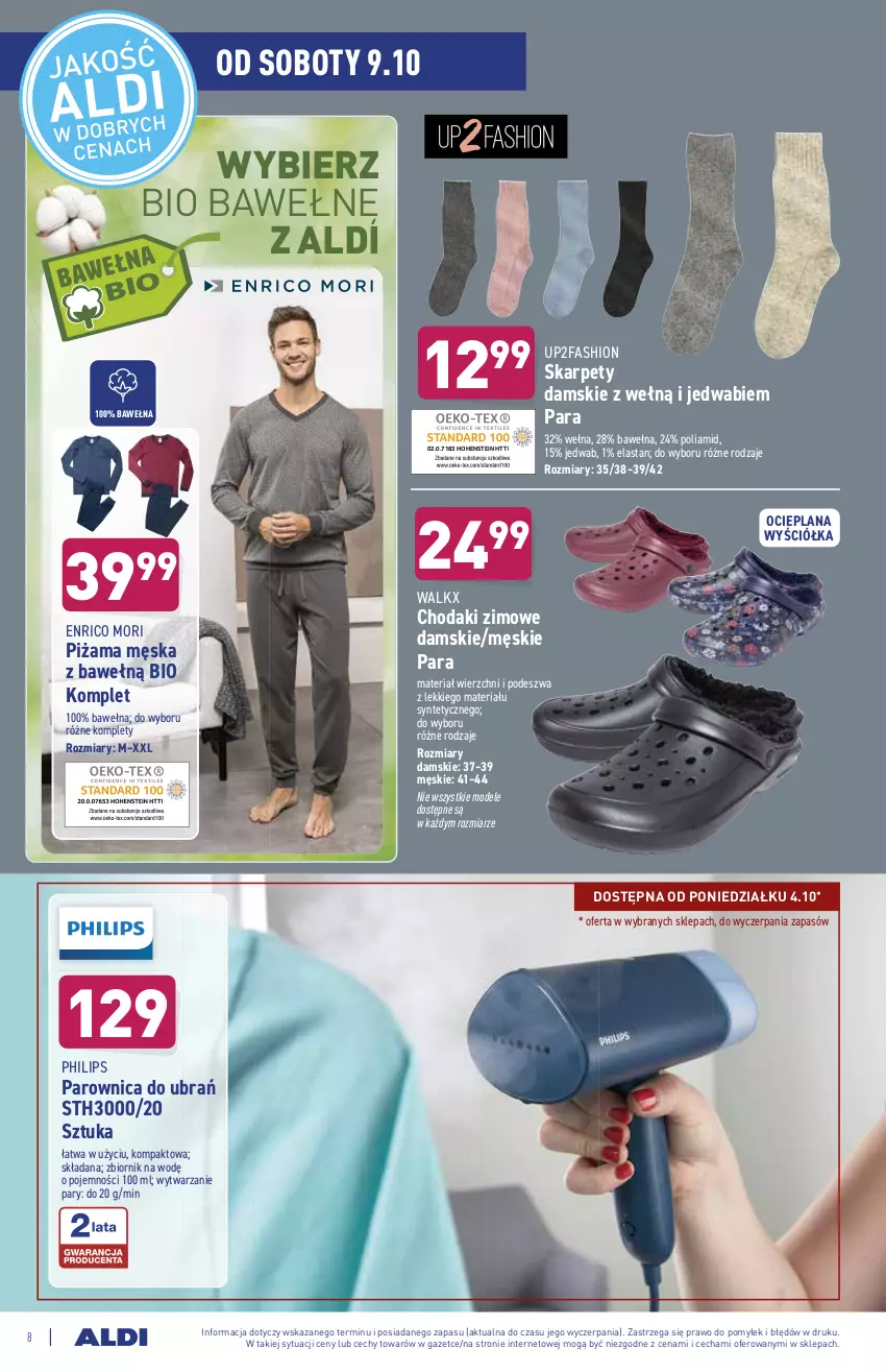 Gazetka promocyjna Aldi - OKAZJE DLA CIEBIE I DOMU - ważna 06.10 do 09.10.2021 - strona 8 - produkty: Fa, Karp, LANA, Parownica, Philips, Piżama, Wełna