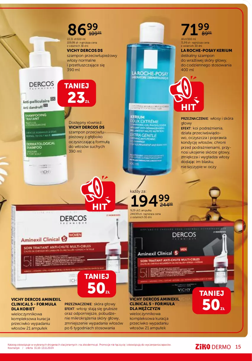 Gazetka promocyjna Ziko - Gazetka Ziko Dermo - ważna 31.10 do 13.11.2024 - strona 15 - produkty: Clin, La Roche-Posay, Por, Szampon, Vichy