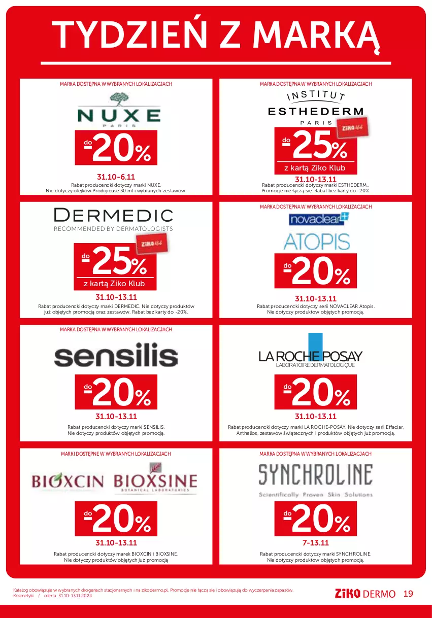 Gazetka promocyjna Ziko - Gazetka Ziko Dermo - ważna 31.10 do 13.11.2024 - strona 19 - produkty: Dermedic, Fa, Helio, La Roche-Posay, Nuxe, Olej, Ser, Top