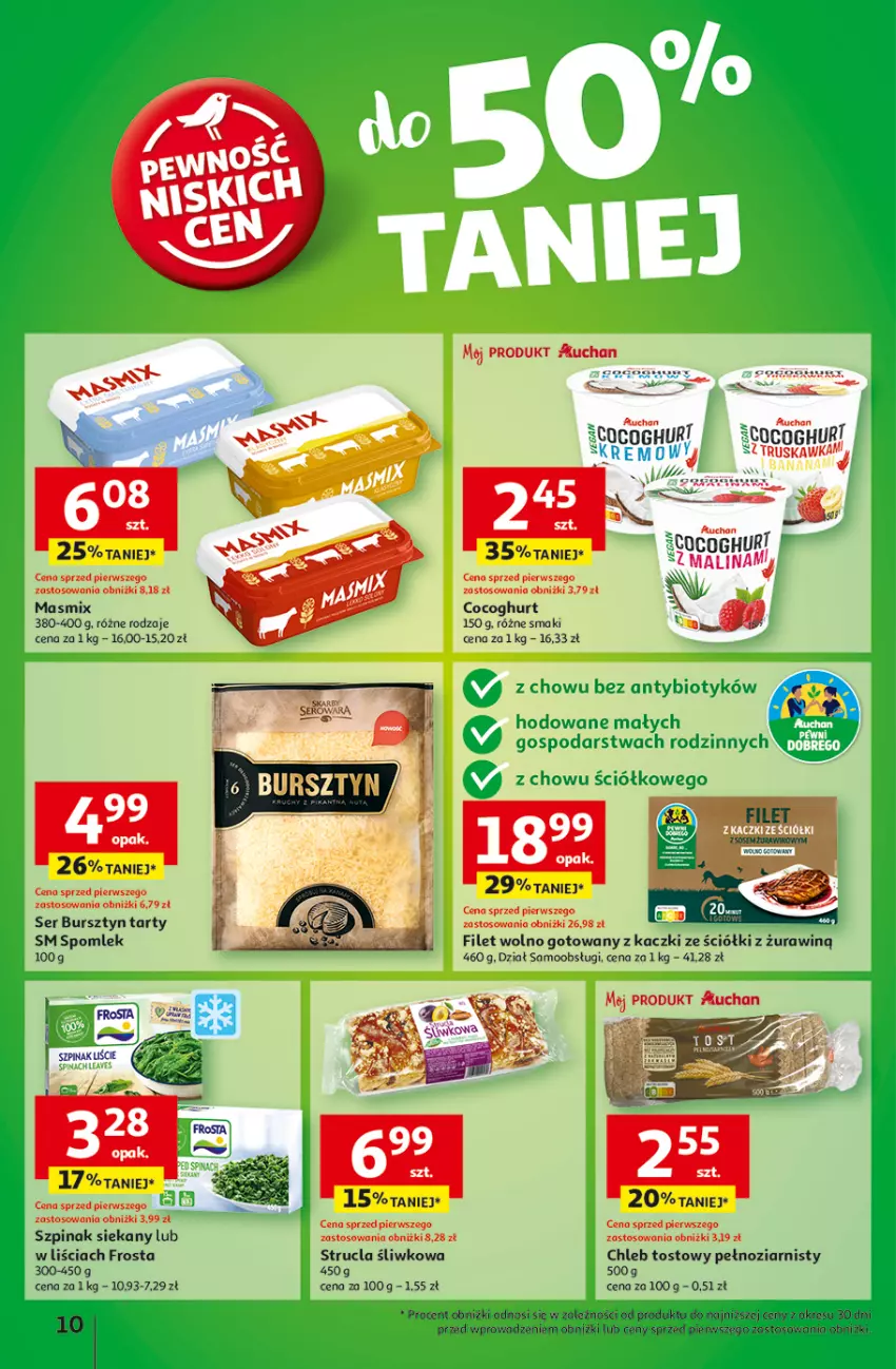 Gazetka promocyjna Auchan - z MAŁĄ CENKĄ dźwigniesz więcej! Hipermarket - ważna 06.02 do 12.02.2025 - strona 10 - produkty: Bursztyn, Chleb, Chleb tostowy, Frosta, Gaga, Ser, Szpinak