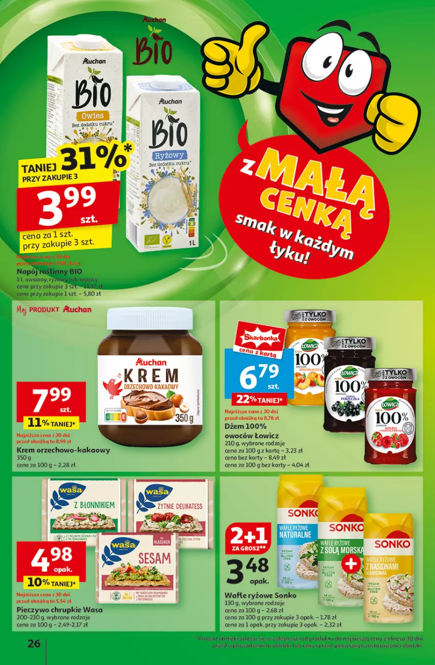 Gazetka promocyjna Auchan - z MAŁĄ CENKĄ dźwigniesz więcej! Hipermarket - ważna 06.02 do 12.02.2025 - strona 28 - produkty: Chrupki, Dżem, Kakao, Napój, Piec, Pieczywo, Pieczywo chrupkie, Ryż, Ser, Sonko, Wafle, Wasa