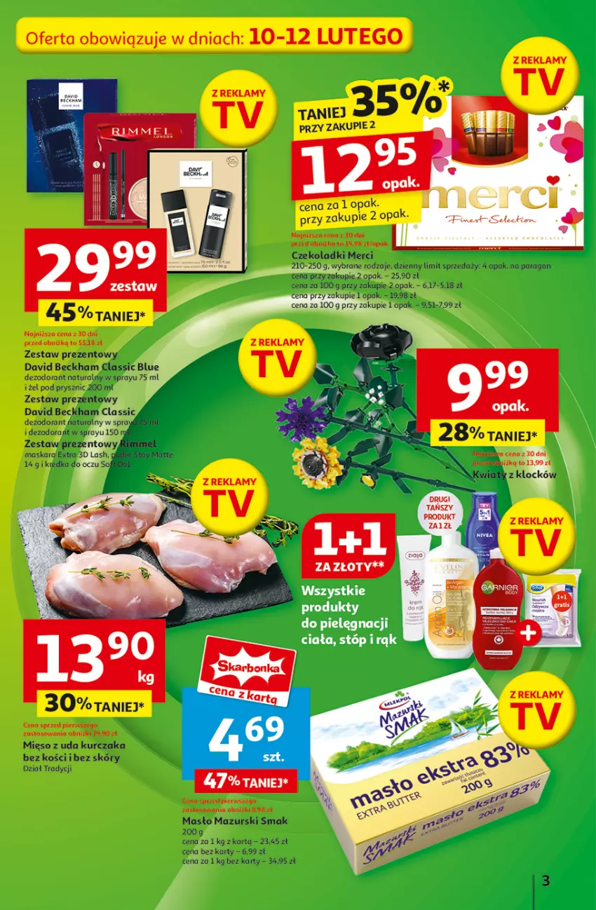 Gazetka promocyjna Auchan - z MAŁĄ CENKĄ dźwigniesz więcej! Hipermarket - ważna 06.02 do 12.02.2025 - strona 3 - produkty: Cif, David Beckham, Kurczak, Masło, Merci, Mięso, Mięso z uda kurczaka, Zestaw prezentowy