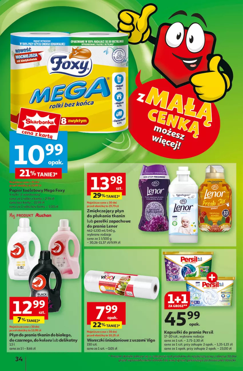 Gazetka promocyjna Auchan - z MAŁĄ CENKĄ dźwigniesz więcej! Hipermarket - ważna 06.02 do 12.02.2025 - strona 36 - produkty: Danio, Foxy, Lenor, Papier, Papier toaletowy, Perełki zapachowe, Płyn do prania