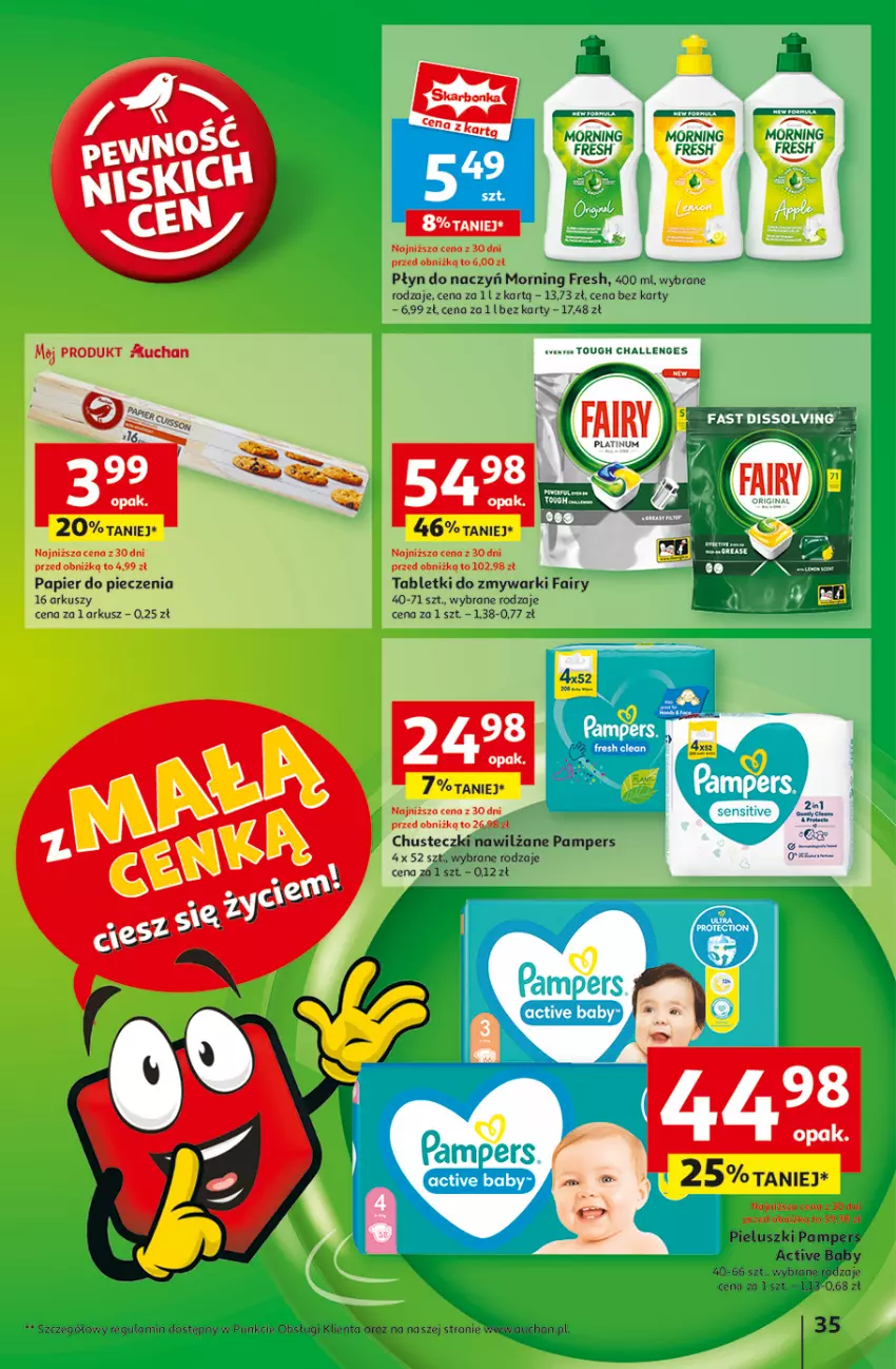 Gazetka promocyjna Auchan - z MAŁĄ CENKĄ dźwigniesz więcej! Hipermarket - ważna 06.02 do 12.02.2025 - strona 37 - produkty: Chusteczki, Fa, Fairy, Pampers, Papier, Papier do pieczenia, Piec, Tablet, Tabletki do zmywarki, Tran, Zmywarki