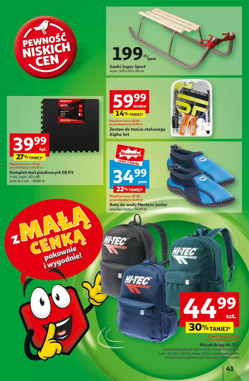 Gazetka promocyjna Auchan - z MAŁĄ CENKĄ dźwigniesz więcej! Hipermarket - ważna 06.02 do 12.02.2025 - strona 49 - produkty: Buty, Buty do wody, Hi-Tec, Mikser, Plecak, Por, Sanki, Ser, Sport