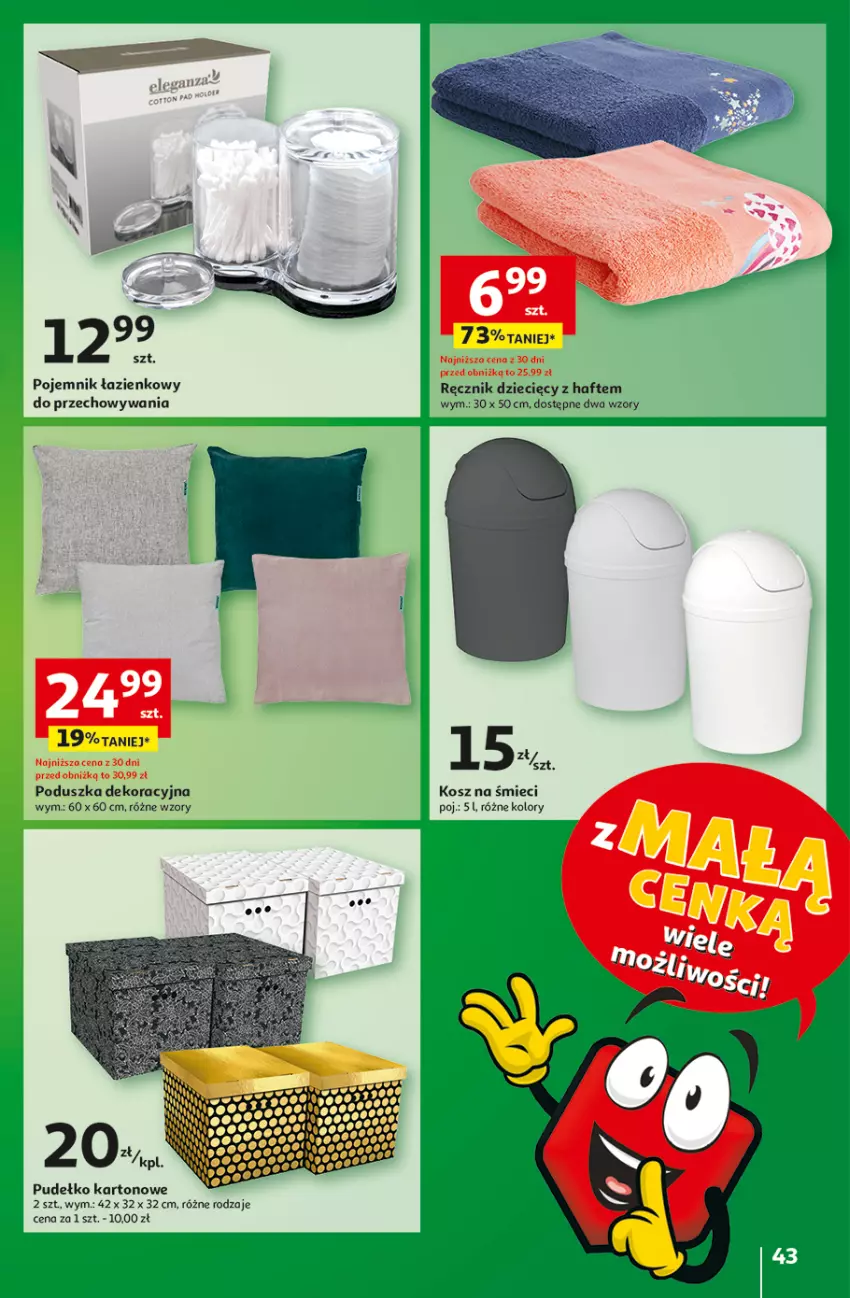 Gazetka promocyjna Auchan - z MAŁĄ CENKĄ dźwigniesz więcej! Hipermarket - ważna 06.02 do 12.02.2025 - strona 51 - produkty: Dzieci, Kosz, Poduszka, Poduszka dekoracyjna, Pojemnik, Pudełko, Ręcznik