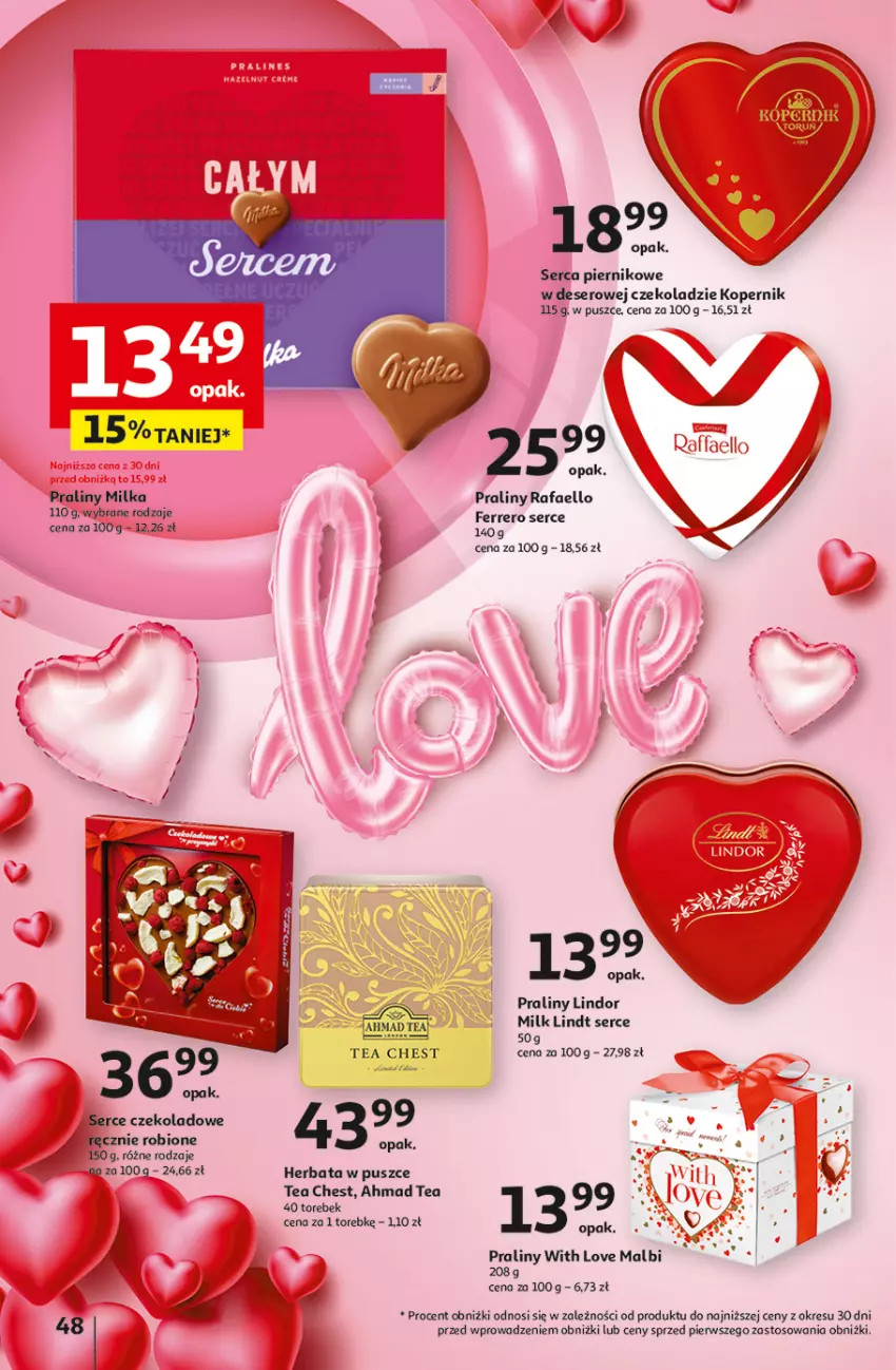 Gazetka promocyjna Auchan - z MAŁĄ CENKĄ dźwigniesz więcej! Hipermarket - ważna 06.02 do 12.02.2025 - strona 56 - produkty: Deser, Fa, Ferrero, Herbata, Lindor, Milka, Piernik, Praliny, Ser