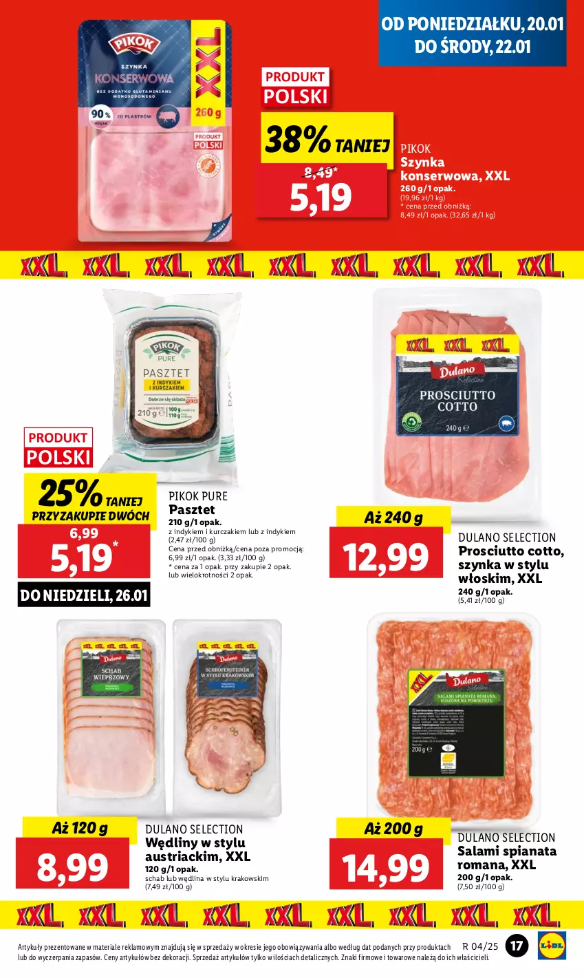 Gazetka promocyjna Lidl - GAZETKA - ważna 20.01 do 22.01.2025 - strona 21 - produkty: Dulano, Kurczak, Pasztet, PIKOK, Prosciutto, Pur, Salami, Ser, Szynka, Szynka konserwowa, Wędlina