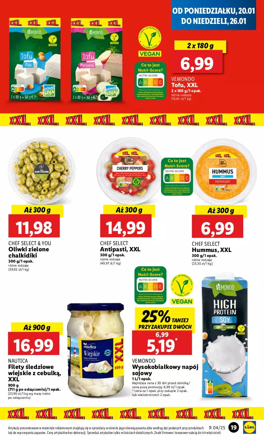 Gazetka promocyjna Lidl - GAZETKA - ważna 20.01 do 22.01.2025 - strona 23 - produkty: Hummus, Mus, Napój, Oliwki, Oliwki zielone, Sok, Tofu