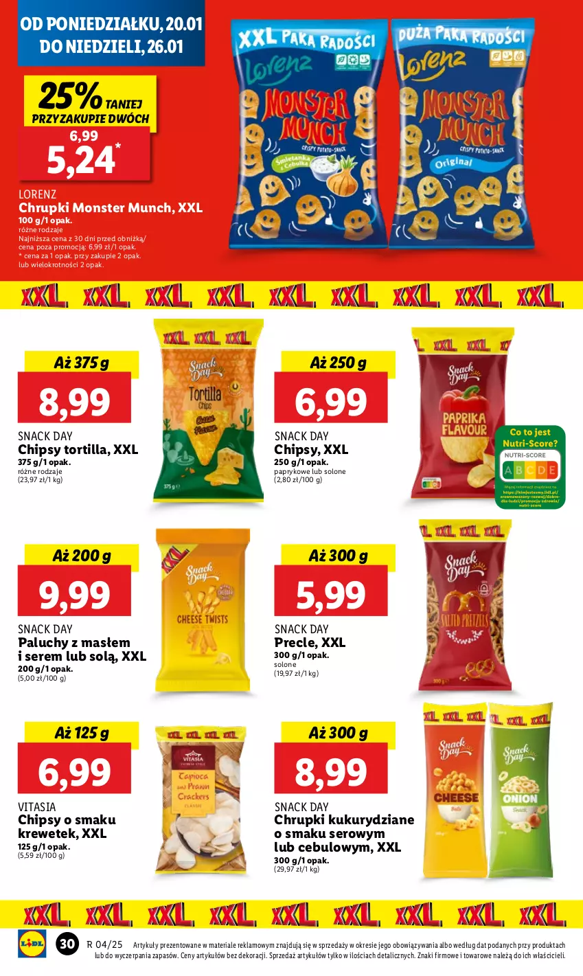 Gazetka promocyjna Lidl - GAZETKA - ważna 20.01 do 22.01.2025 - strona 34 - produkty: Chipsy, Chrupki, Lorenz, Monster Munch, Precle, Ser, Tortilla