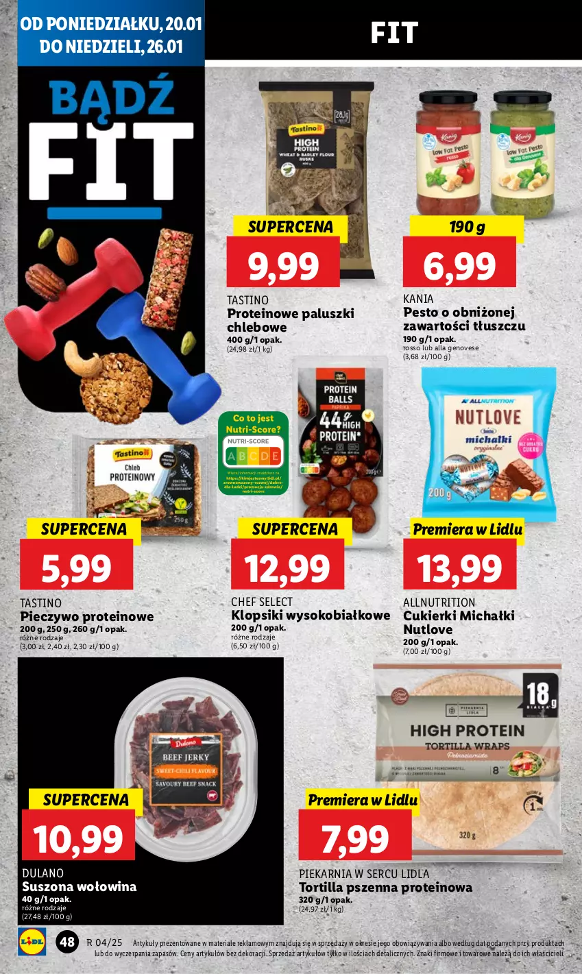 Gazetka promocyjna Lidl - GAZETKA - ważna 20.01 do 22.01.2025 - strona 50 - produkty: Chleb, Cukier, Cukierki, Dulano, Klopsiki, Michałki, Pesto, Piec, Pieczywo, Ser, Sok, Tortilla, Wołowina