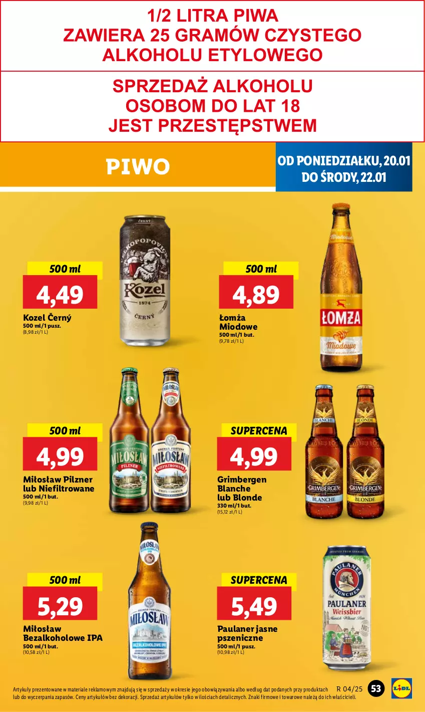 Gazetka promocyjna Lidl - GAZETKA - ważna 20.01 do 22.01.2025 - strona 55 - produkty: Kozel, Piwo