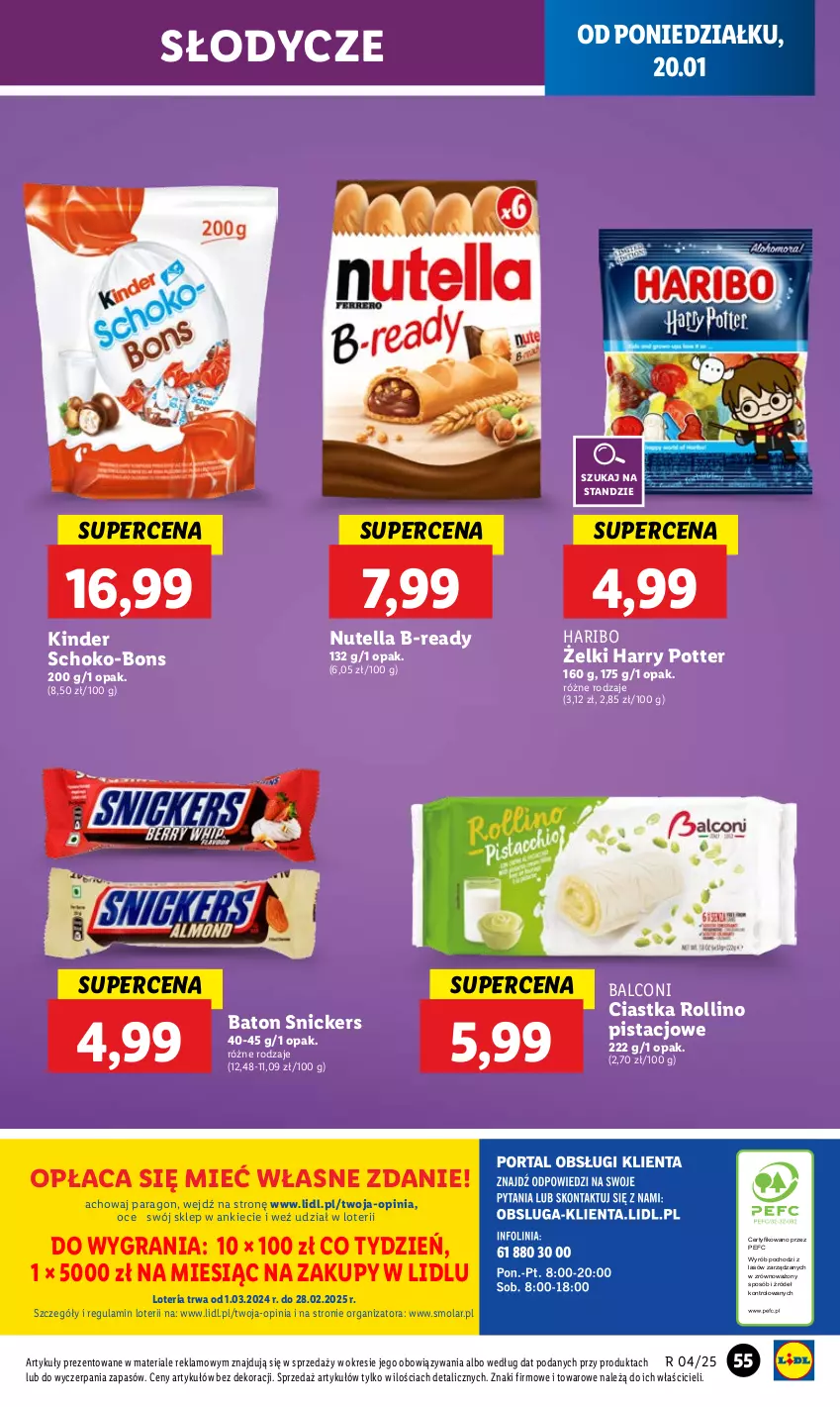 Gazetka promocyjna Lidl - GAZETKA - ważna 20.01 do 22.01.2025 - strona 57 - produkty: Alcon, Baton, Ciastka, Gra, Haribo, Harry Potter, Kinder, Mola, Nutella, Snickers