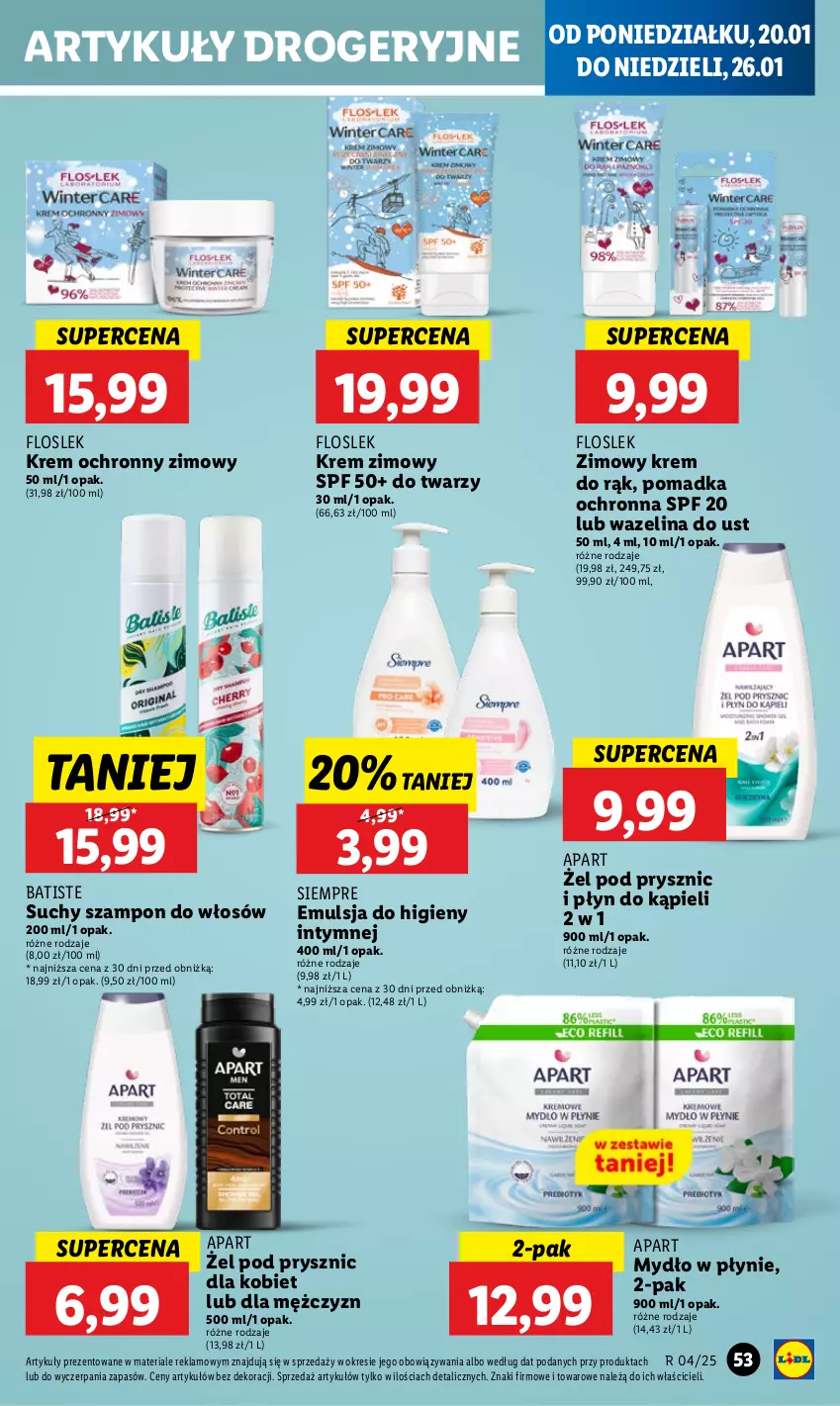 Gazetka promocyjna Lidl - GAZETKA - ważna 20.01 do 22.01.2025 - strona 61 - produkty: Batiste, Emulsja, Krem do rąk, Mydło, Mydło w płynie, Płyn do kąpieli, Suchy szampon, Szampon