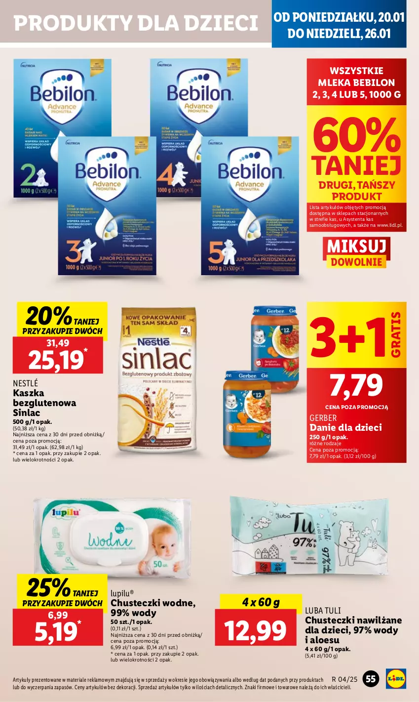 Gazetka promocyjna Lidl - GAZETKA - ważna 20.01 do 22.01.2025 - strona 63 - produkty: BEBILON, Chusteczki, Danie dla dzieci, Dzieci, Gerber, Gra, Nestlé, Sinlac