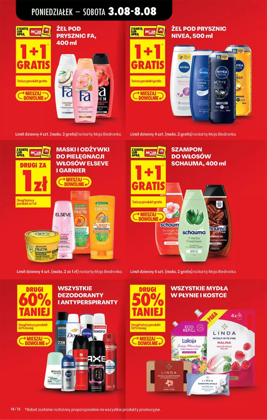 Gazetka promocyjna Biedronka - Od Poniedziałku - ważna 03.08 do 08.08.2026 - strona 16 - produkty: Antyperspirant, Dezodorant, Elseve, Fa, Garnier, Gra, Por, Schauma, Szampon