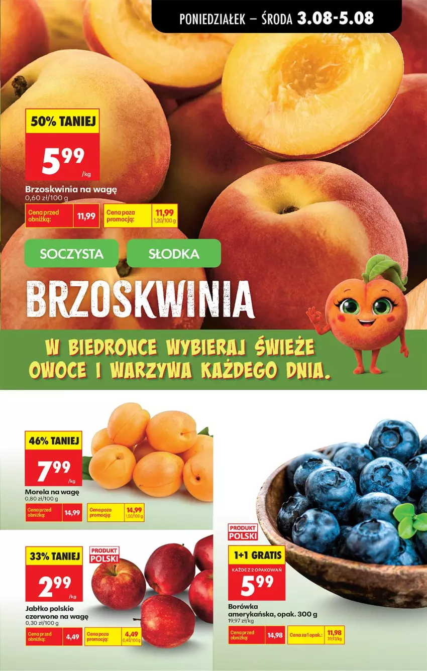 Gazetka promocyjna Biedronka - Od Poniedziałku - ważna 03.08 do 08.08.2026 - strona 21 - produkty: Borówka, Borówka amerykańska, Morela