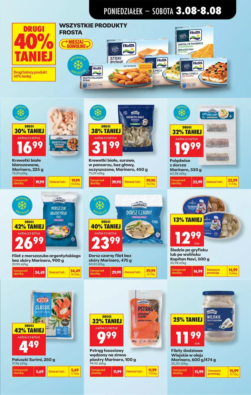 Gazetka promocyjna Biedronka - Od Poniedziałku - ważna 03.08 do 08.08.2026 - strona 31 - produkty: Dorsz, Fa, Filet z morszczuka, Frosta, Gry, HP, Krewetki, Mintaj, Olej, Pstrąg, Pstrąg łososiowy, Sos