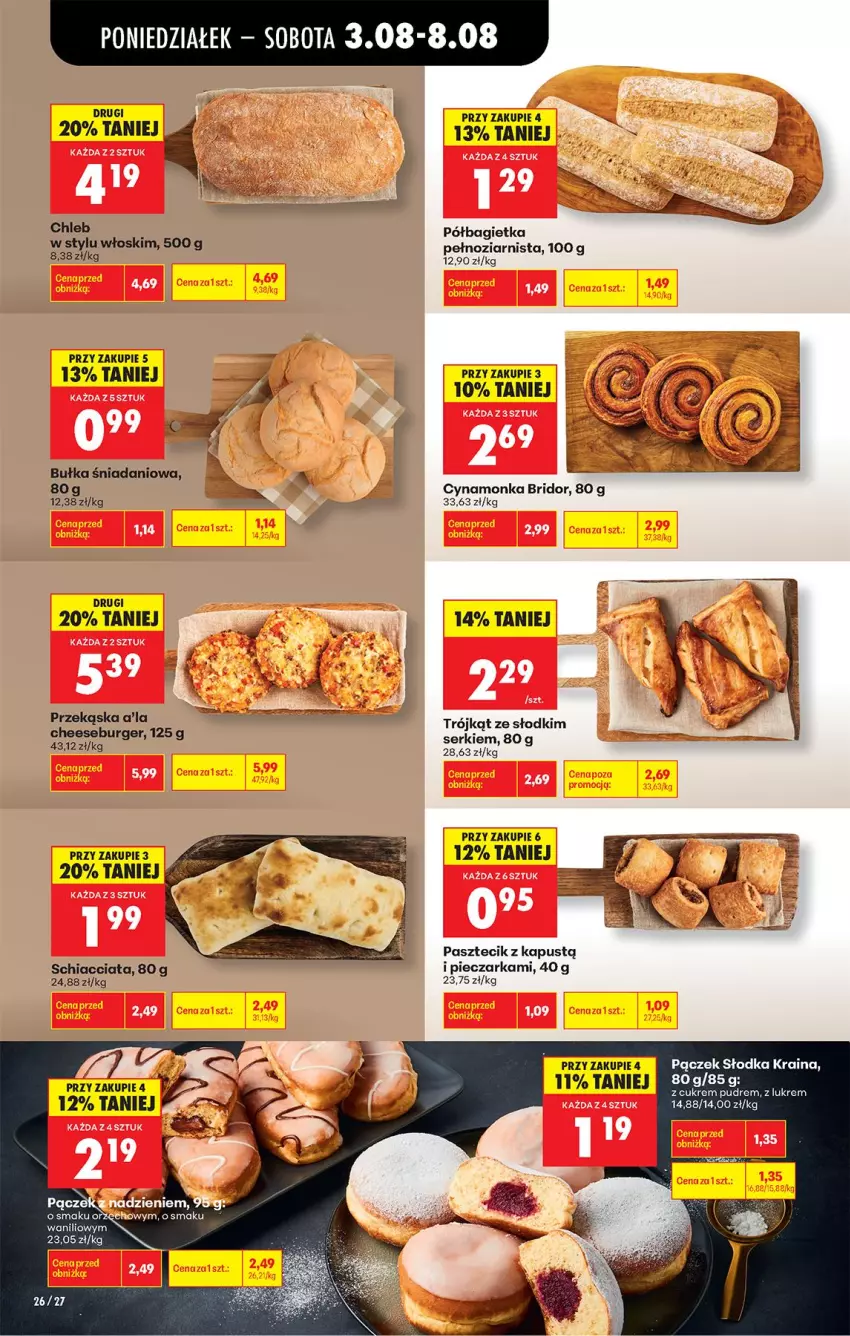 Gazetka promocyjna Biedronka - Od Poniedziałku - ważna 03.08 do 08.08.2026 - strona 32 - produkty: Bagietka, Bułka, Chia, Chleb, Danio, Kapustą, Pączek, Piec, Pieczarka, Półbagietka, Ser